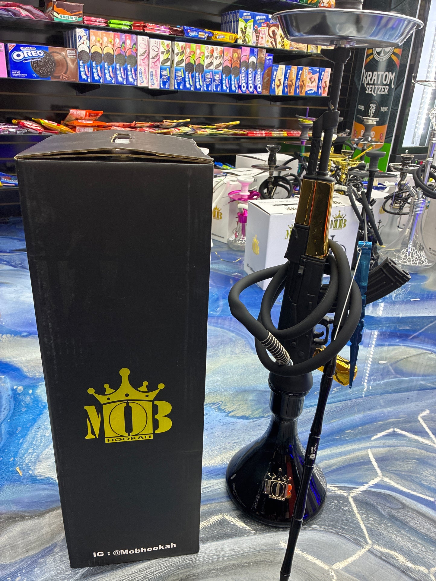 Mob AK-47 hookah 34’ Black & Gold
