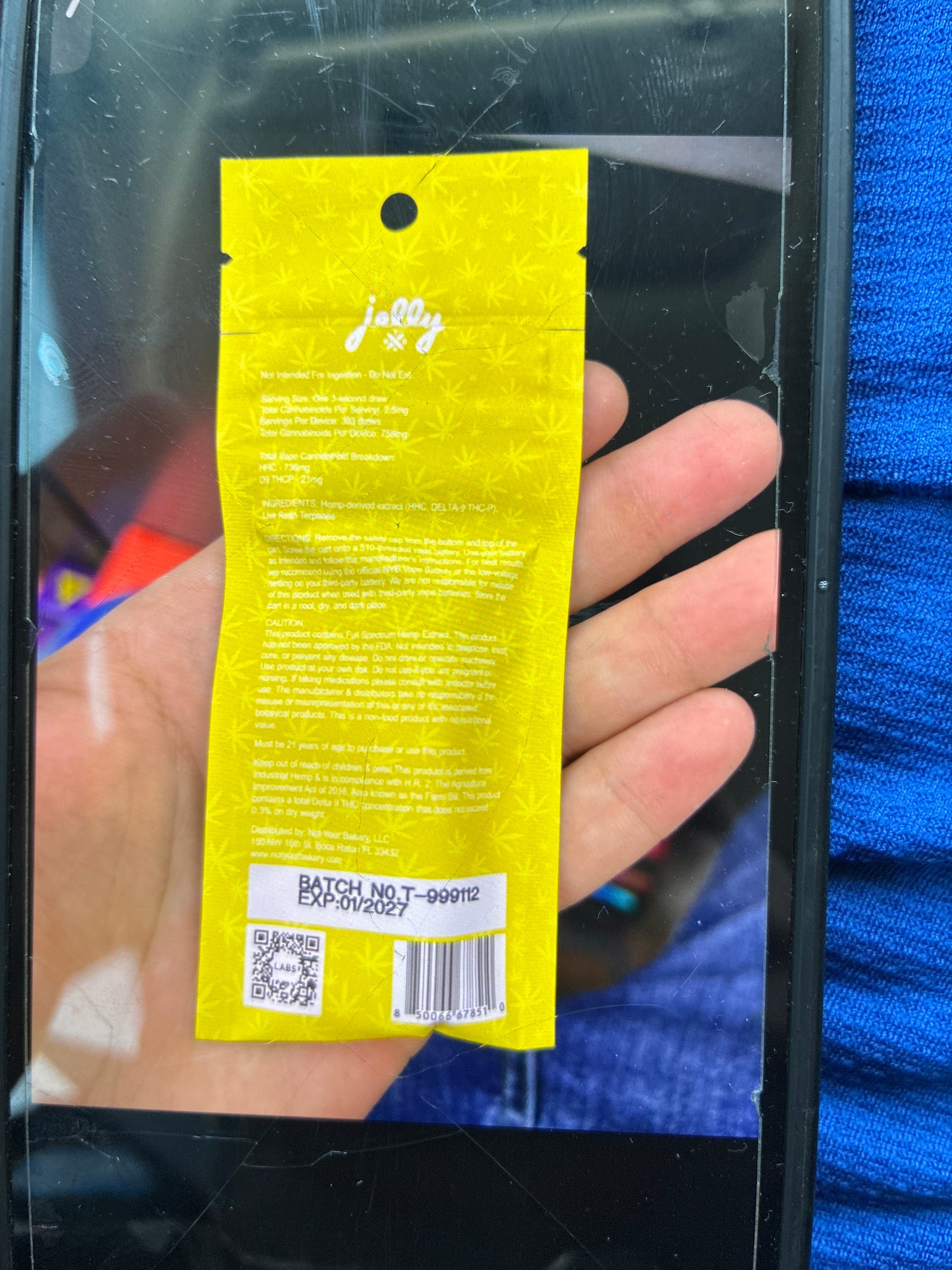 Jelly NYB masterblend 1g cartridge sour diesel hybrid