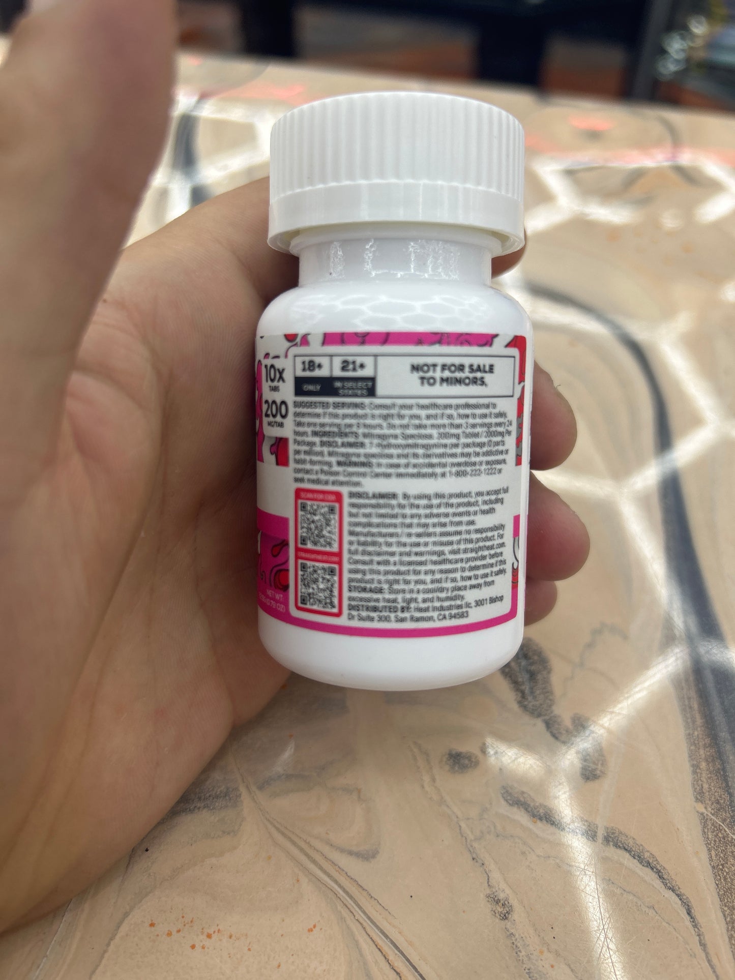 Heat Kratom extracts 10x bottle 200mg tabs 2000mg pink lemonade