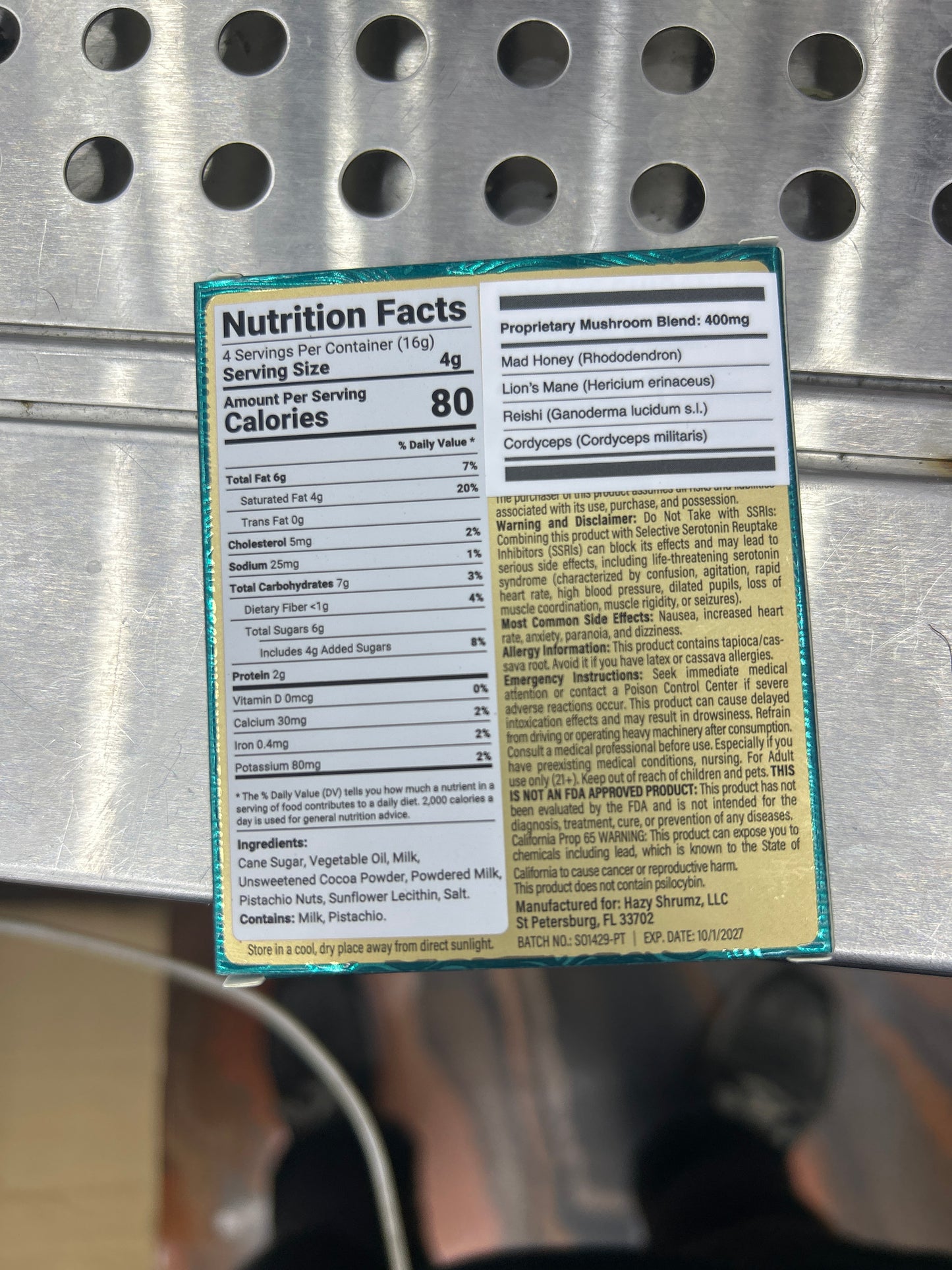 Hazy shrumz magic shroom chocolate Dubai chocolate