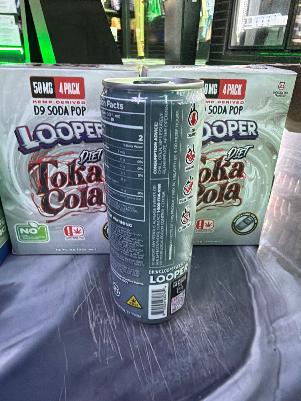 Looper delta soda pop Diet Toka Cola 50mg 12floz