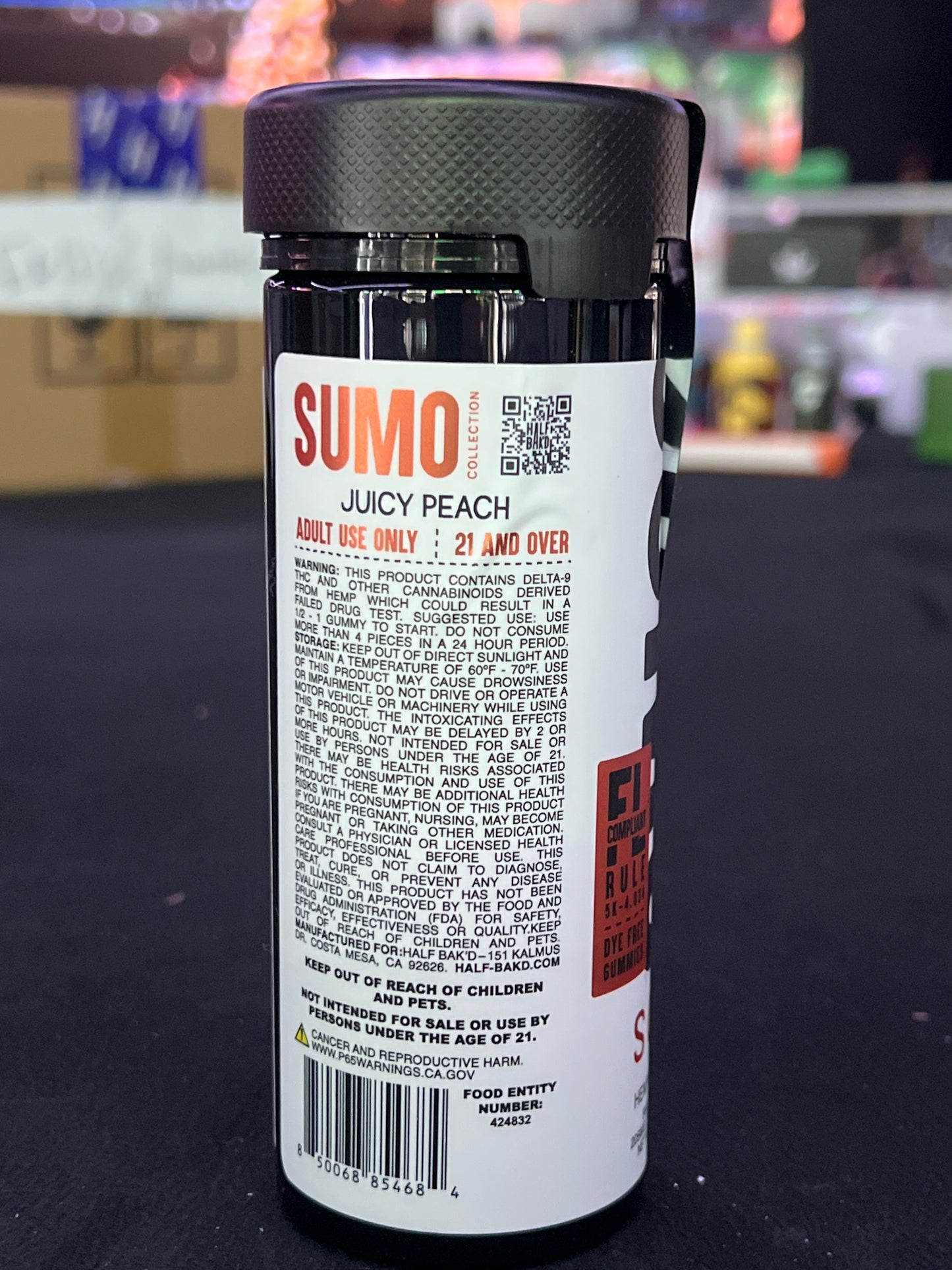 Half baked THCP sourd sumo gummy 10000mg 25ct jar juicy peach