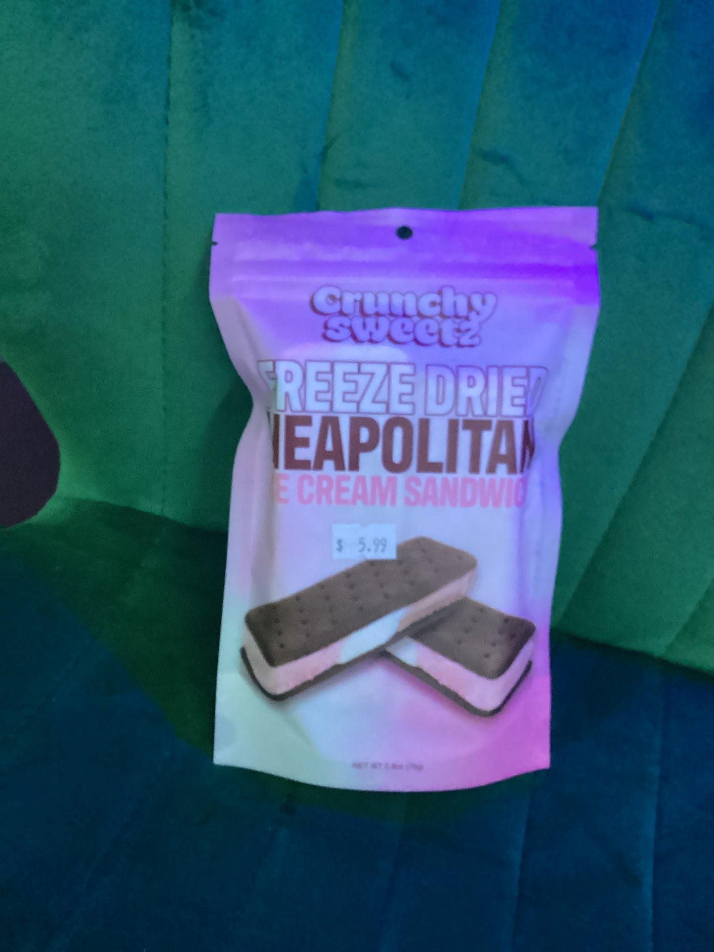 Freeze dry Neapolitan ice cream sandwich