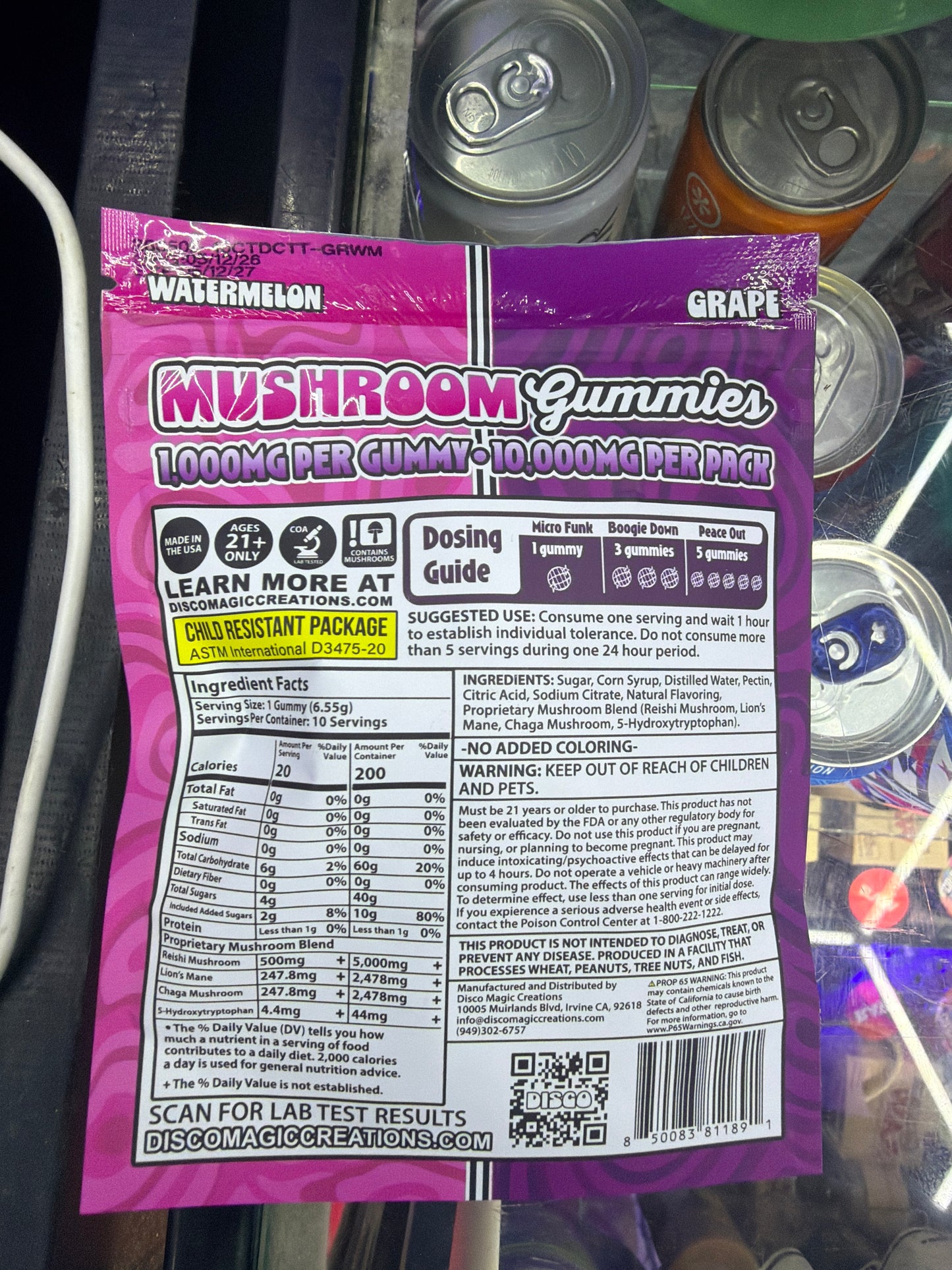 Disco Twice The Trap Mushroom gummies 10ct x 1000mg Grape/ Watermelom