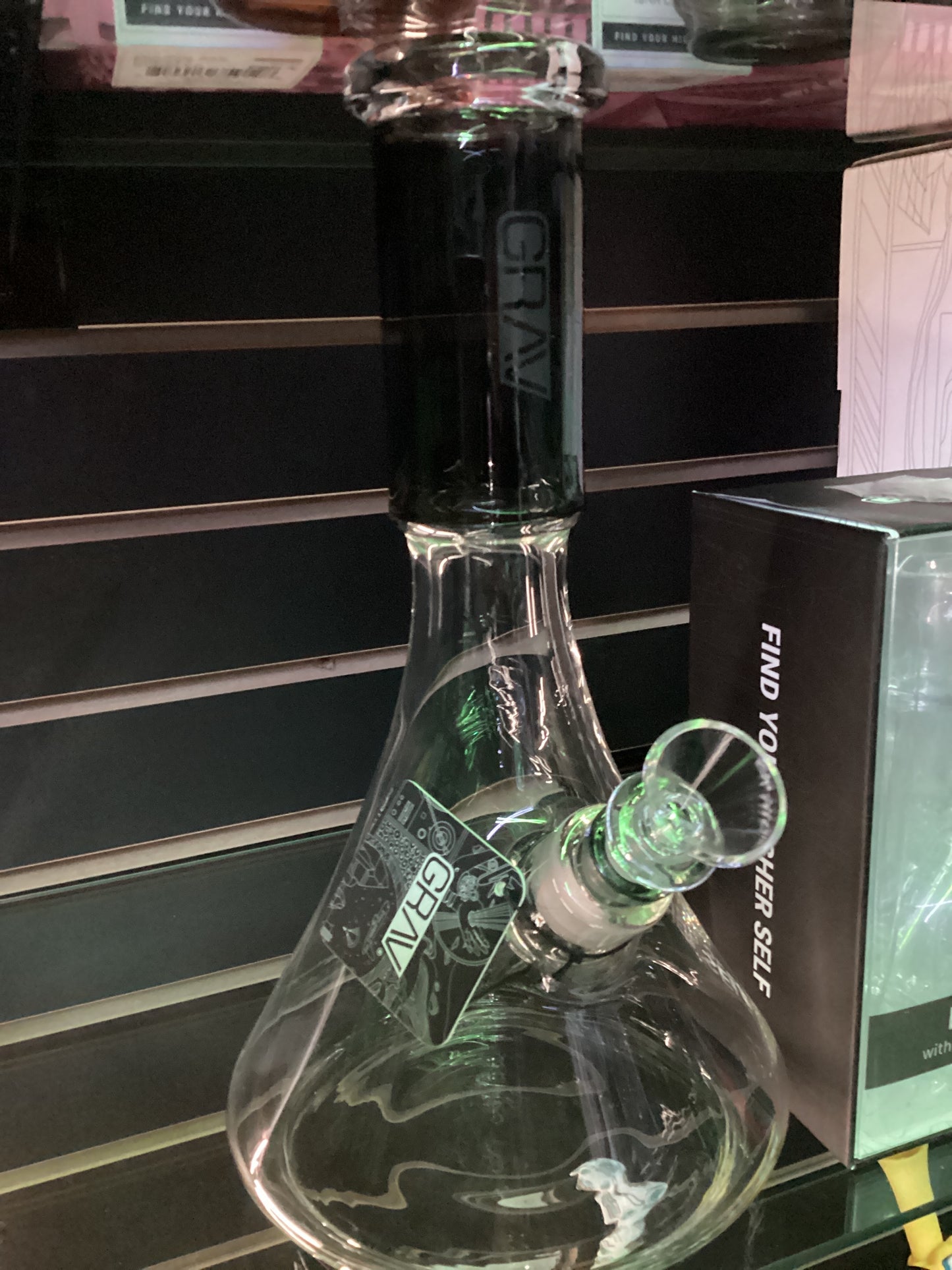 Grav large deco beaker water pipe smoke grey