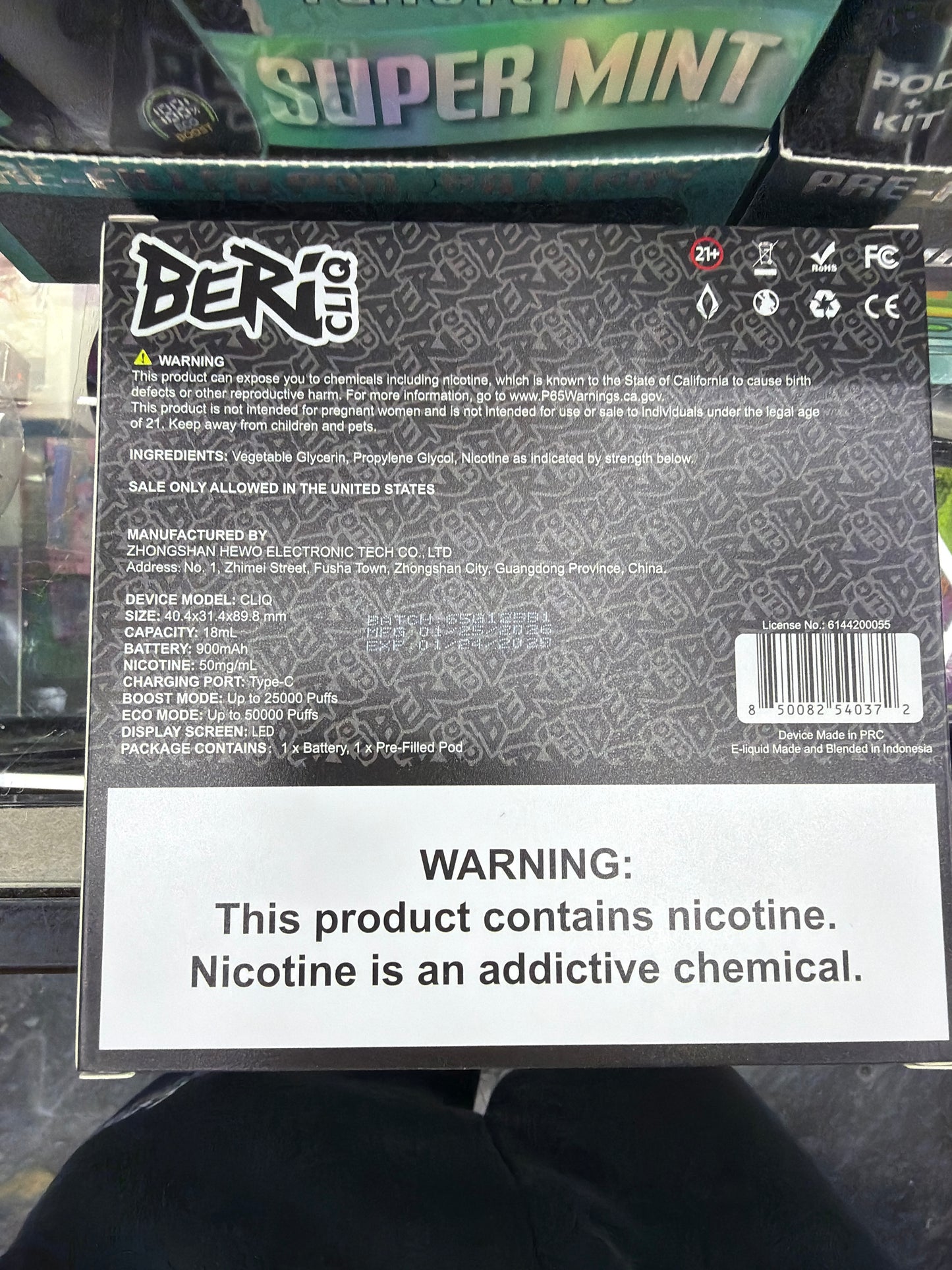Beri Cliq 50K Puffs Pod + Kit (Watermelon Ice)