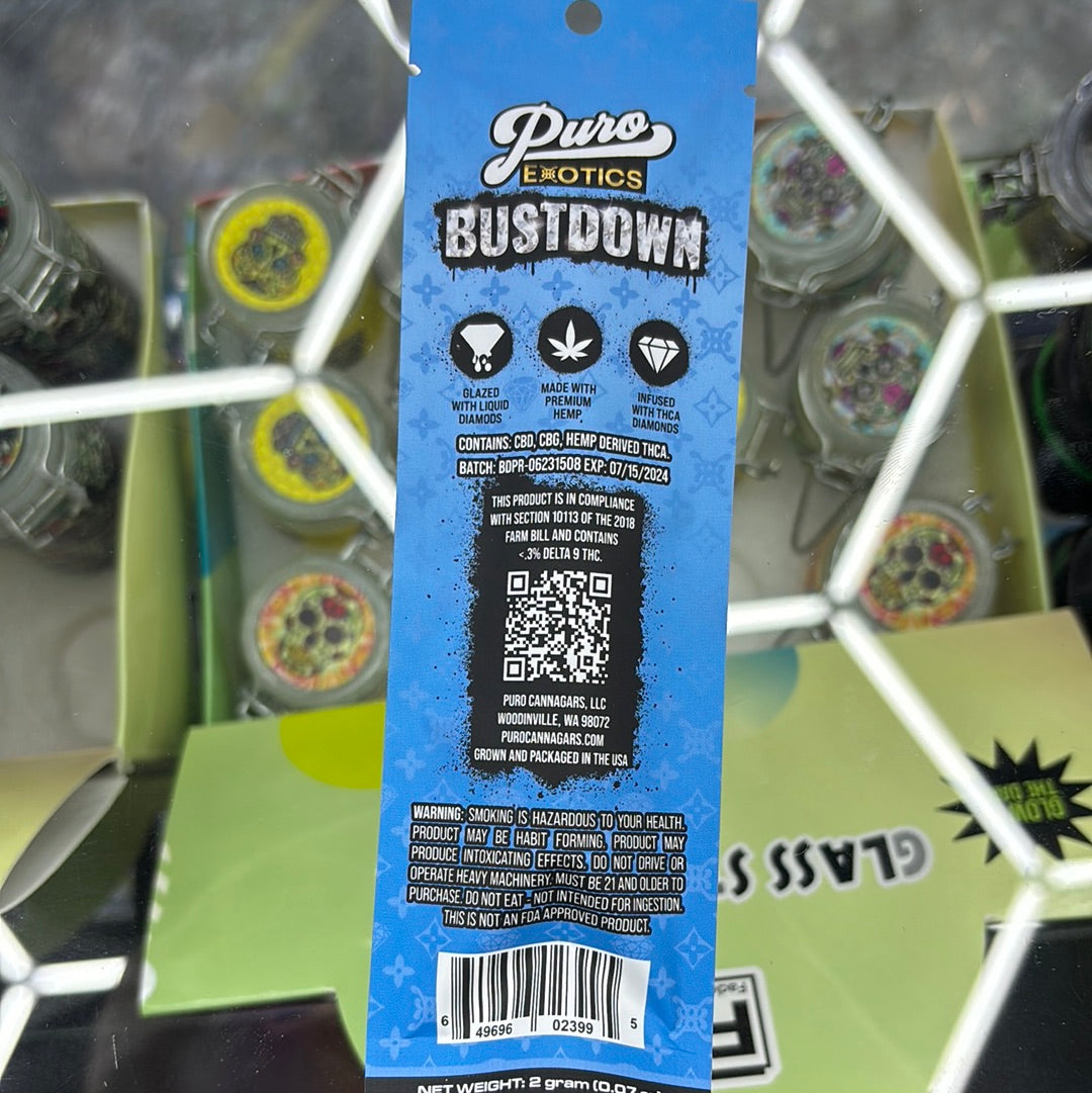 Puro exotics bustdown ice cream cake, Indica, 2G premium pre-roll