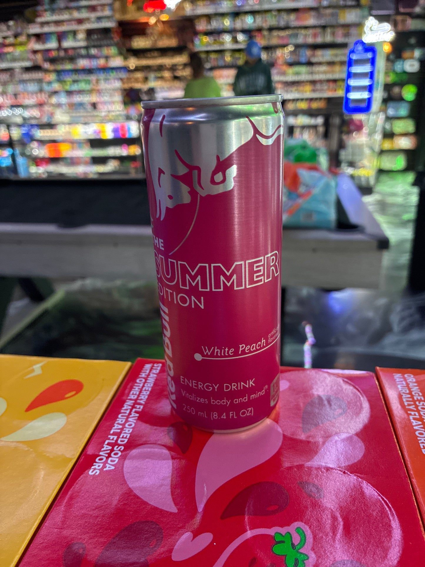 Red Bull red edition, white peach 8.4 oz