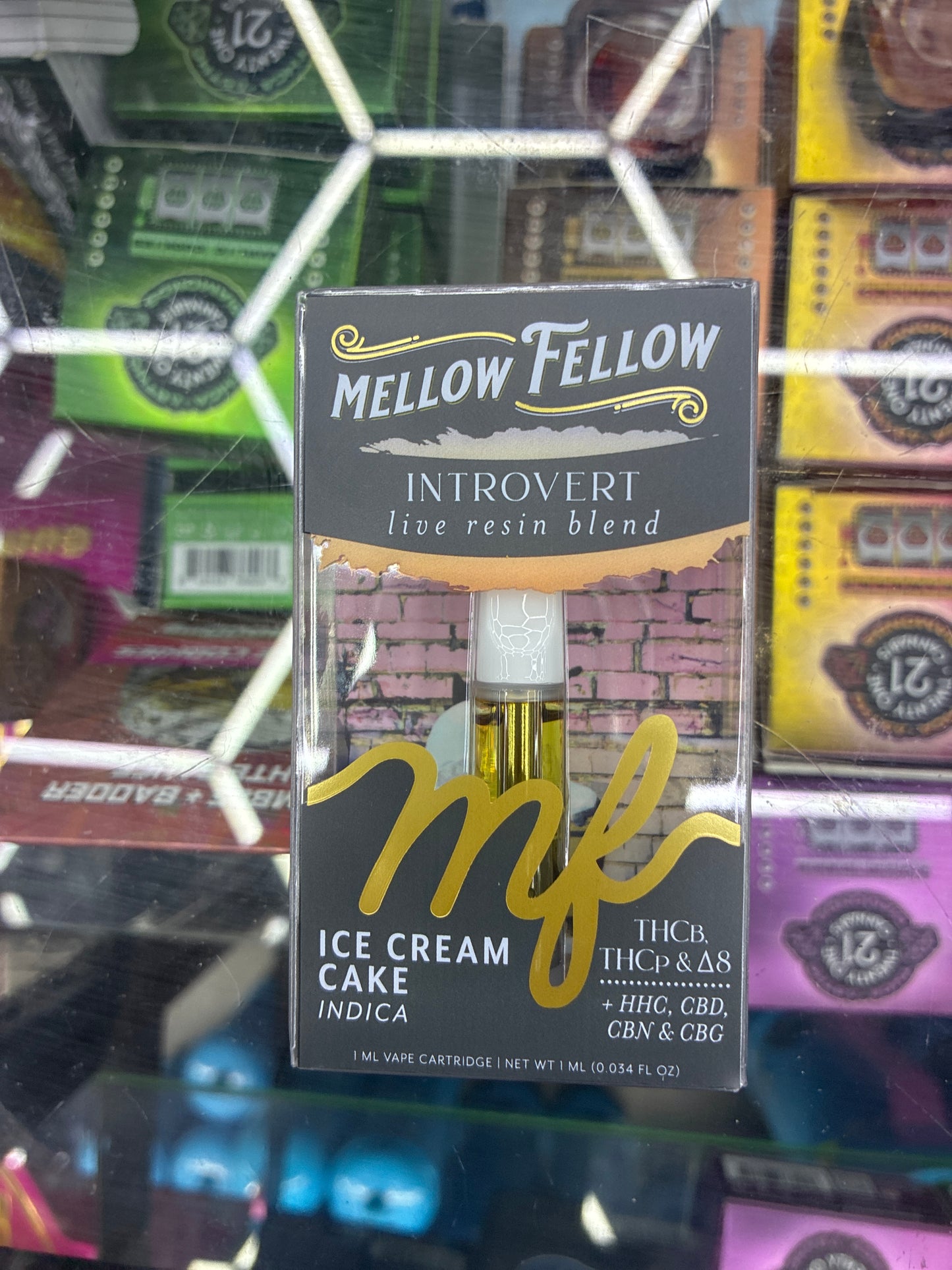 Mellow fellow live resin blend 1g cartridge Ice cream cake indica