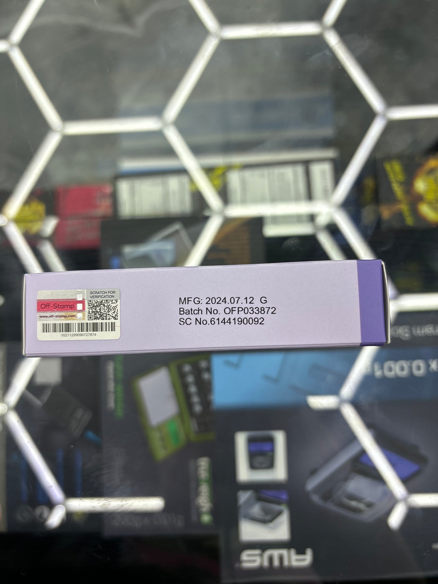 Off stamp purple battery