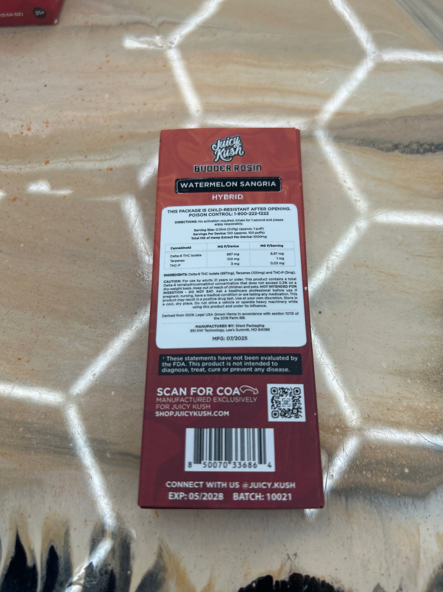 Juicy kush budder rosin 1g vape watermelon sangria hybrid