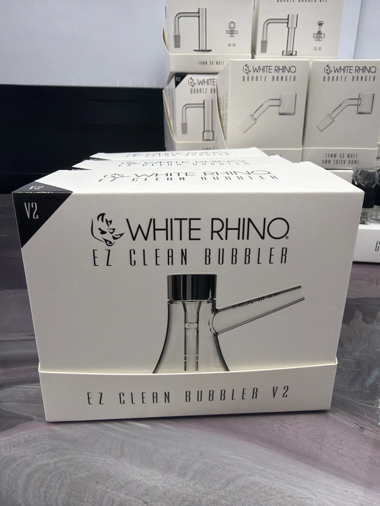 WHITE RHINO EZ Clean Bubbler 2nd Edition Waterpipe - V2
