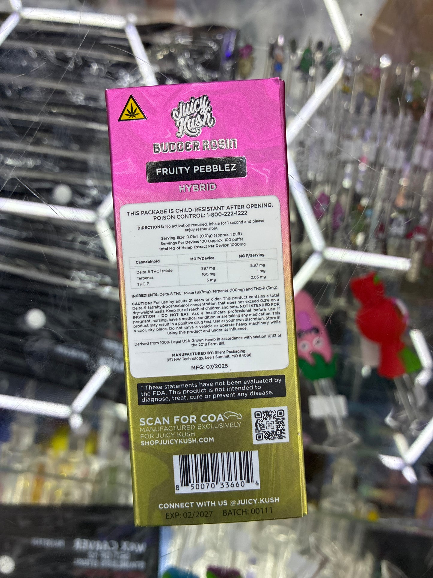 Juicy kush budder rosin 1g cartridge fruity pebbles hybrid