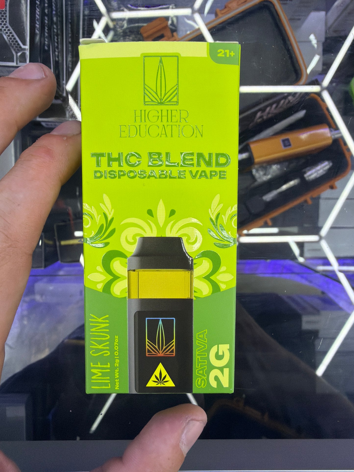 Higher Education Hemp blend 2g disposable vape LIME SKUNK SATIVA