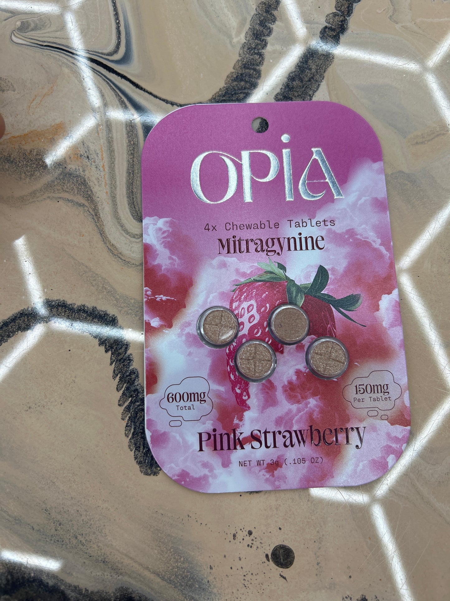 Opia kratom extract 150mg per 4ct pink strawberry