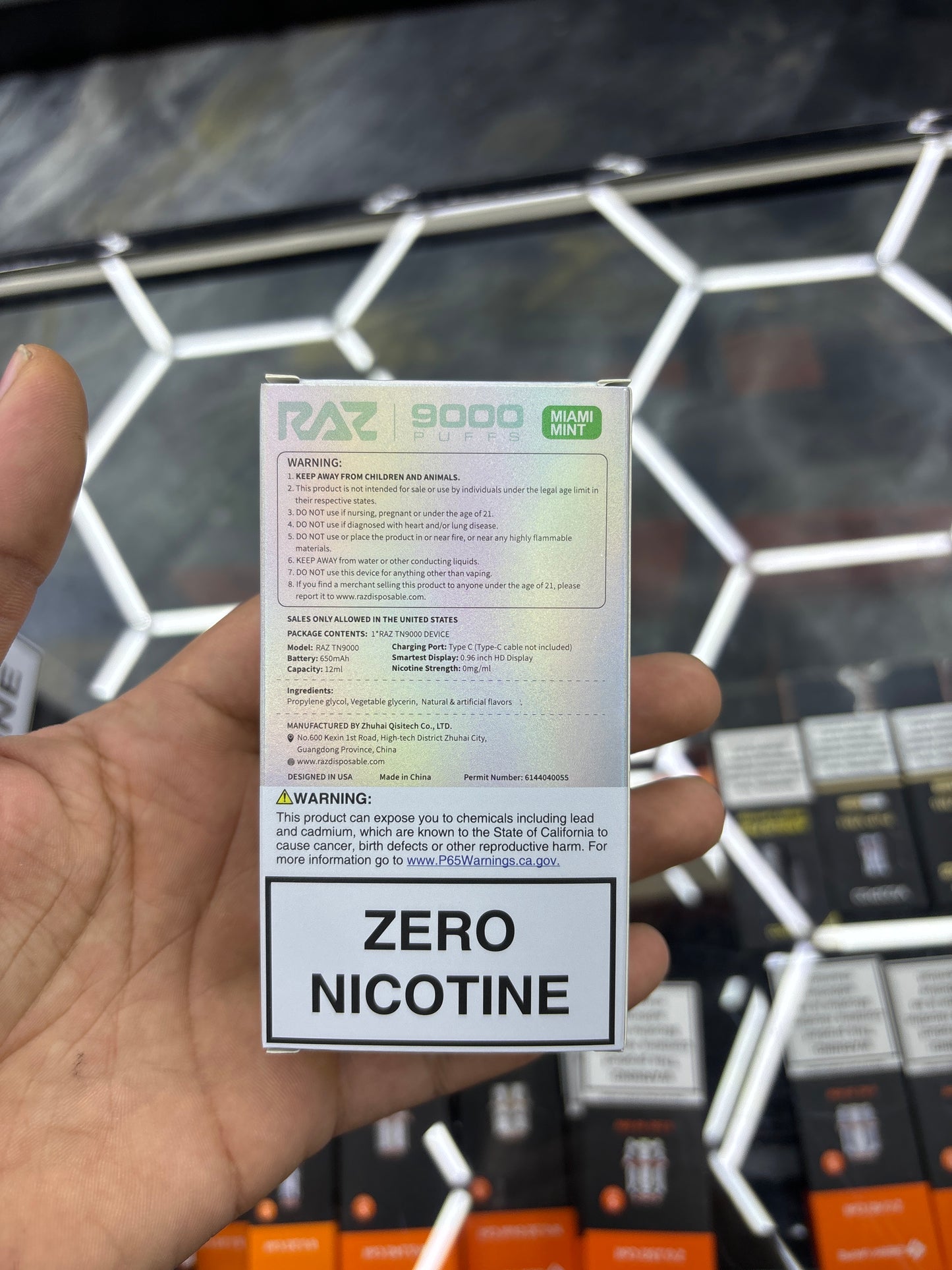 Raz 9000puffs miami mint zero nicotine