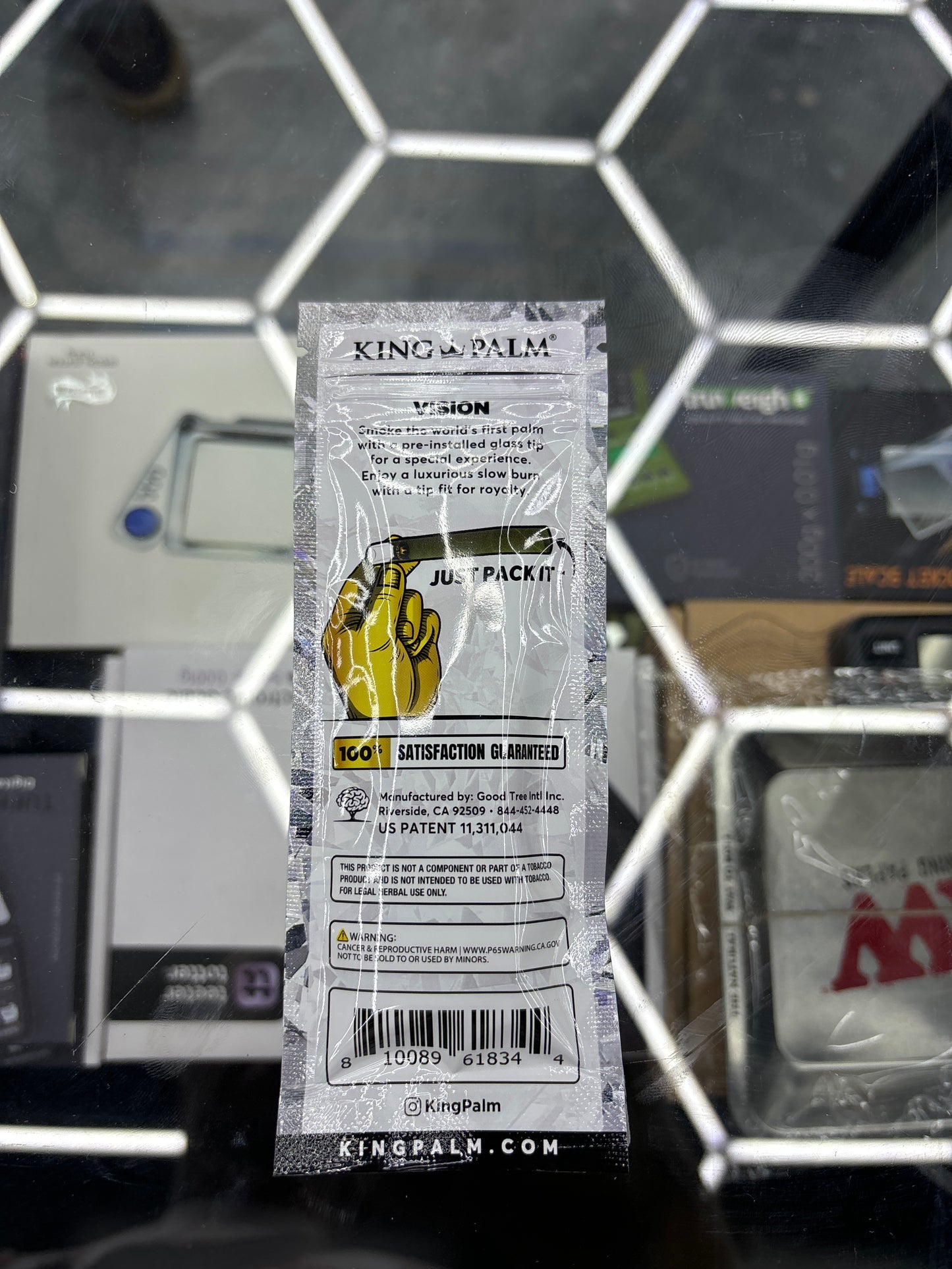 King palm glass tips natural leaf tubes, 2 pack 1g