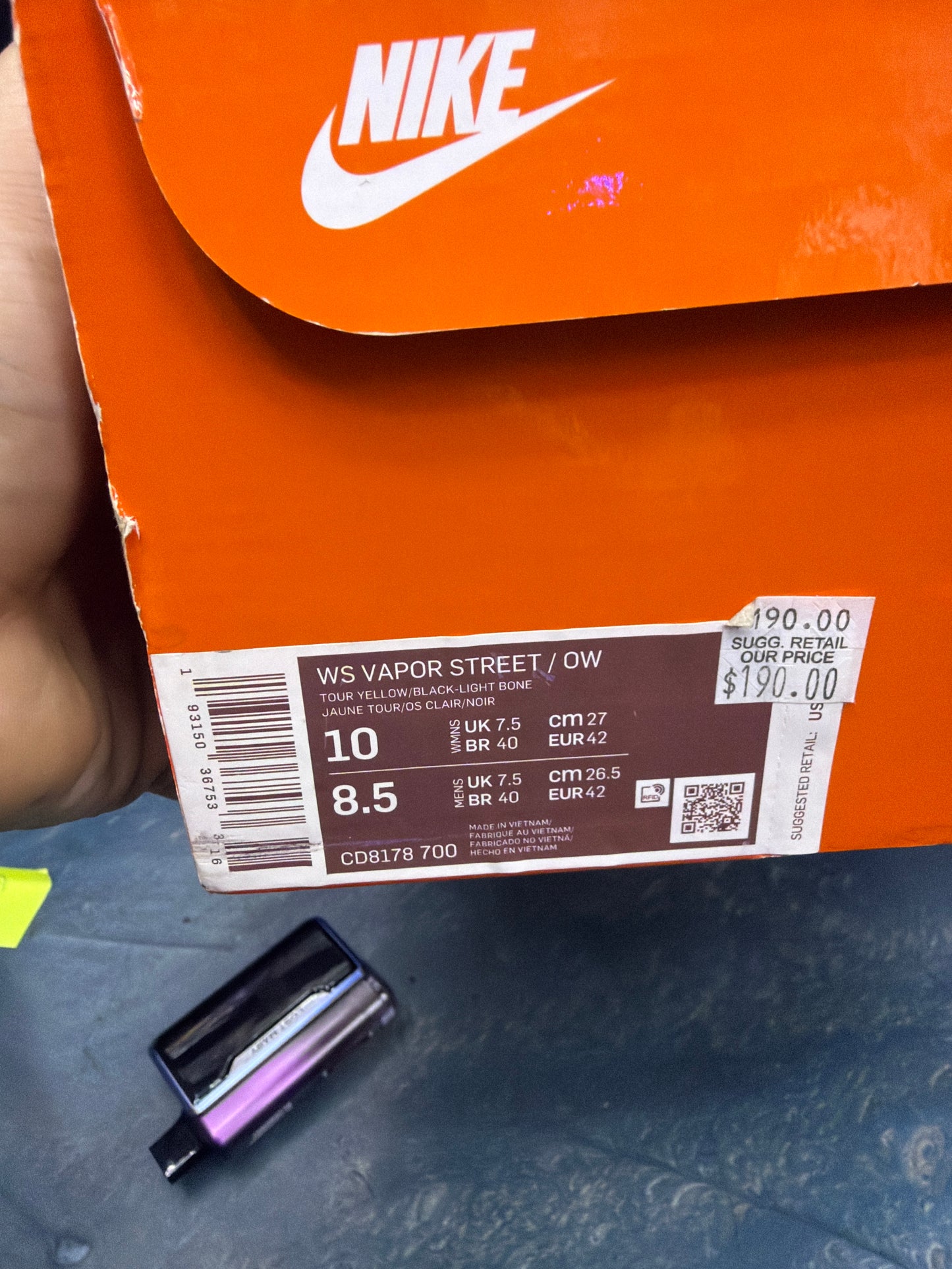 Nike Vapor Street Off-White Tour Yellow (Women's) Size 10