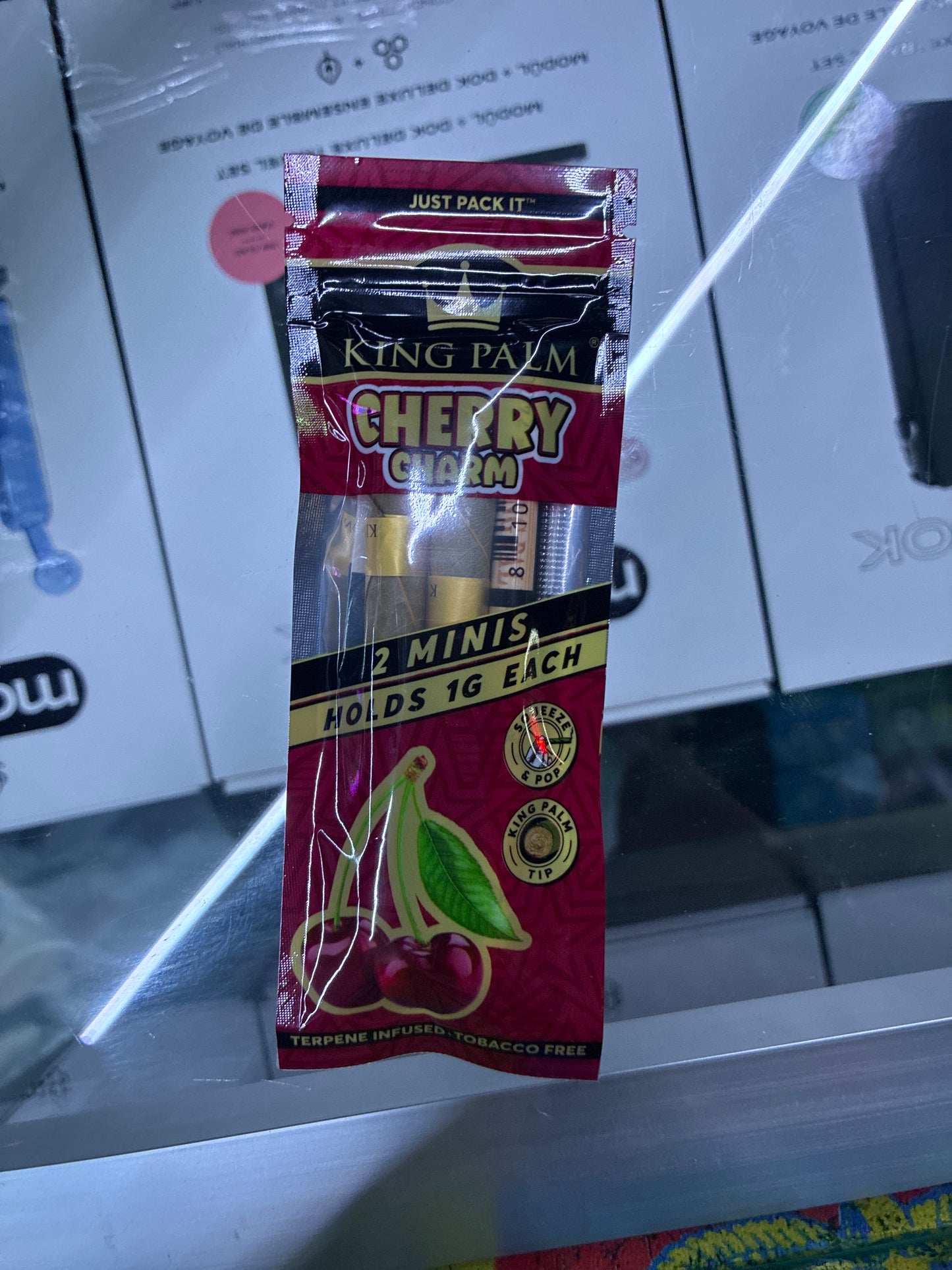 King palm cherry charm, 2 minis king Palm cones