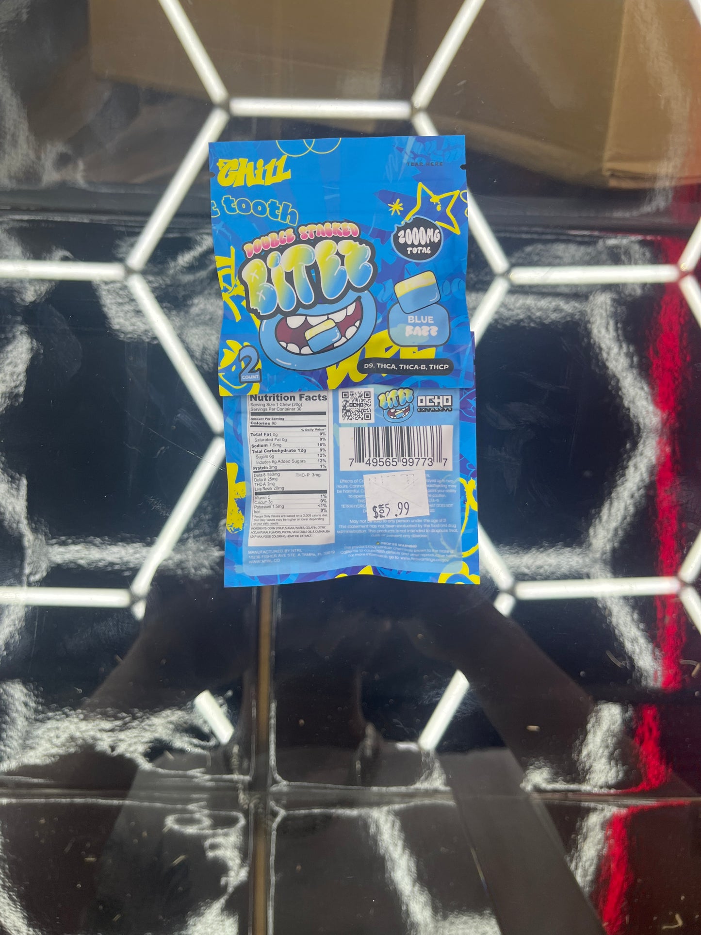 Double stacked bitez blue razz 2000mg