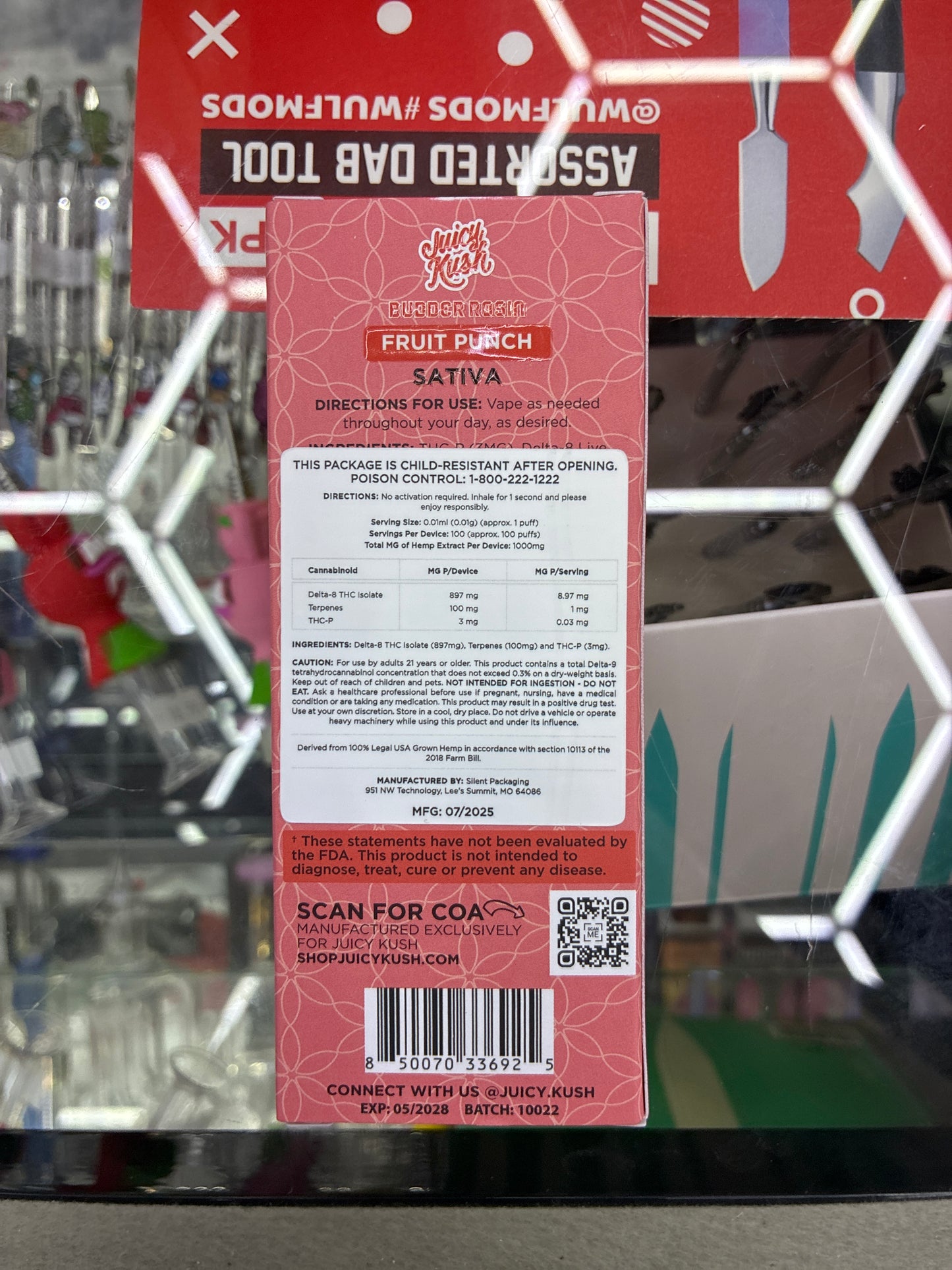 Juicy kush budder rosin 1g vape fruit punch sativa