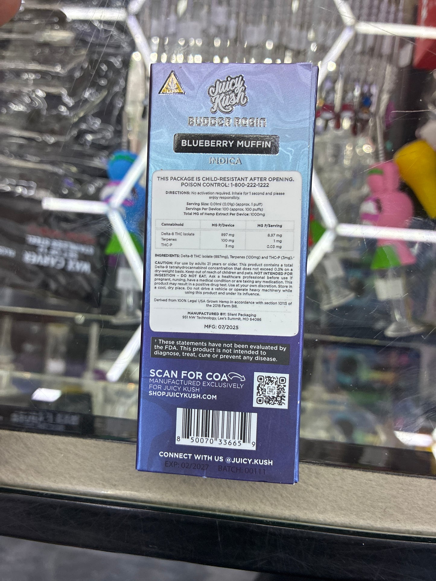 Juicy kush budder rosin 1g cartridge blueberry muffin indica