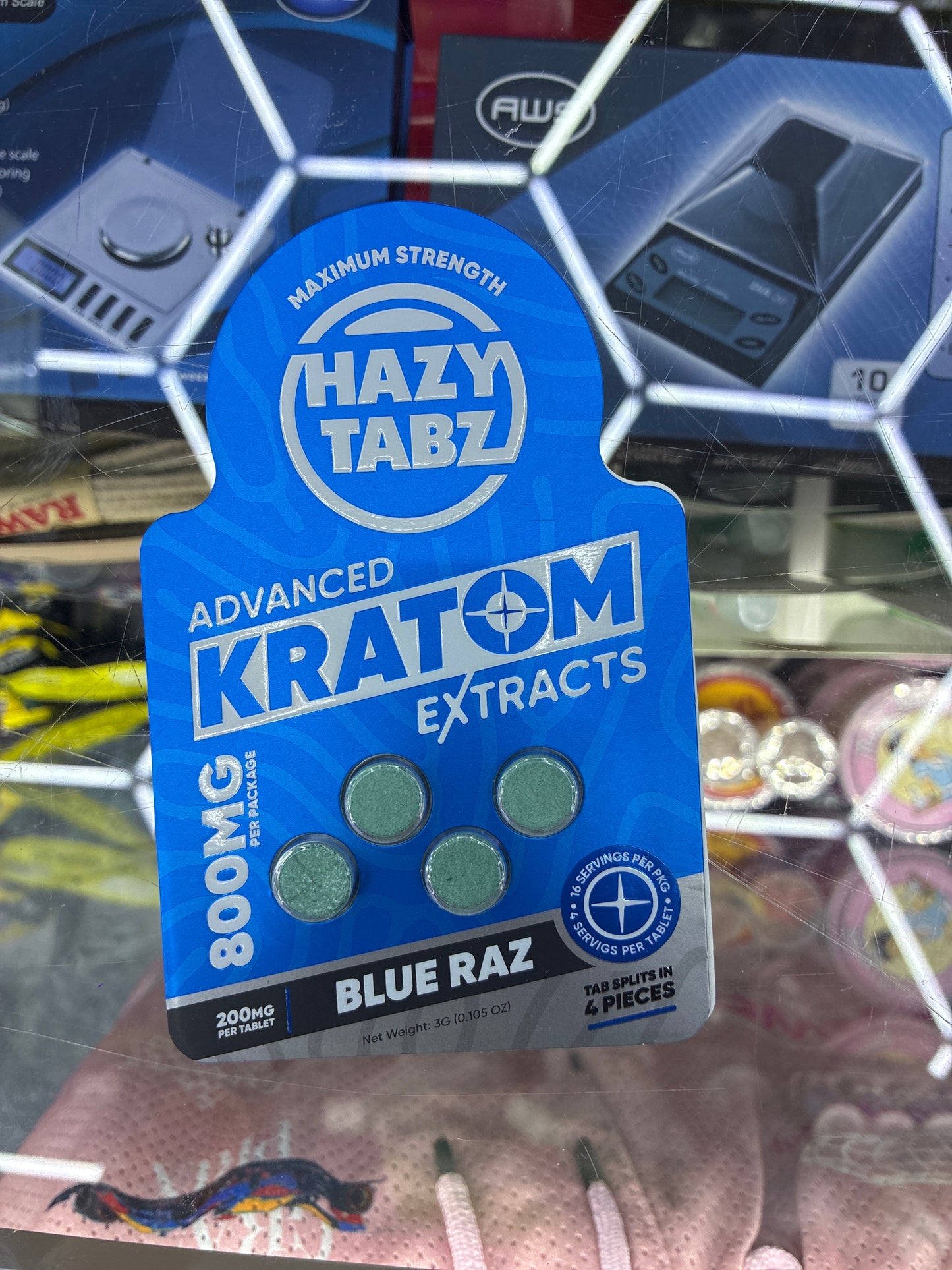 Hazy Tabz advanced kratom extracts 800mg 4ct blue raz