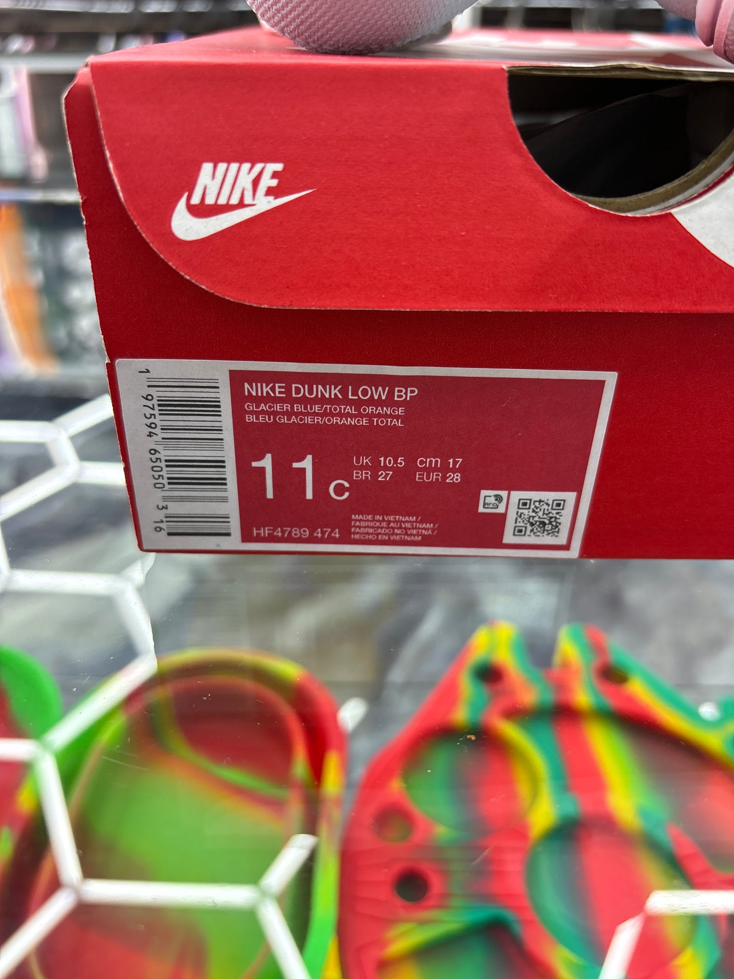 Nike dunk low bp glacier blue/total orange size 11c