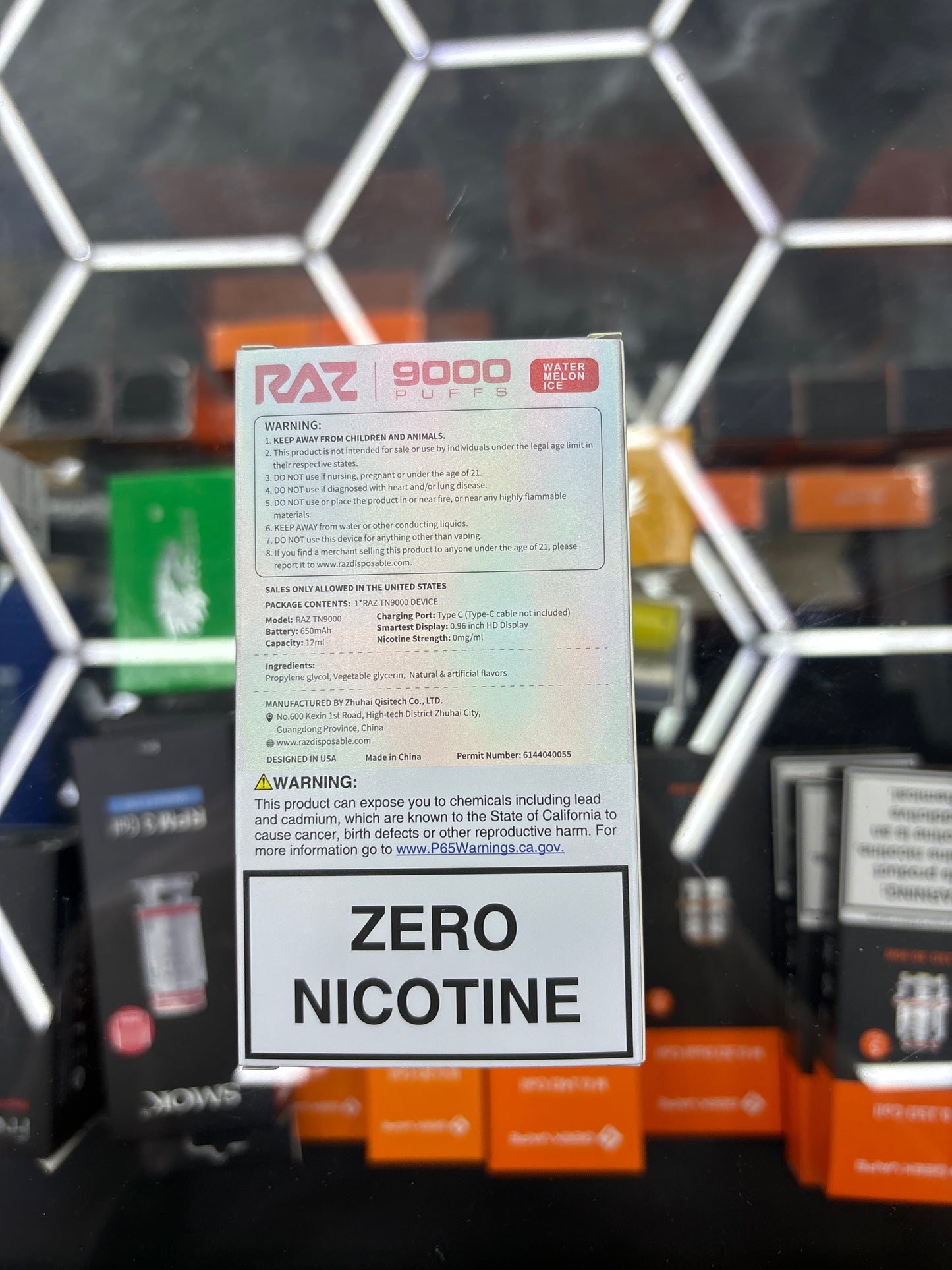 Raz 9000puffs watermelon ice zero nicotine