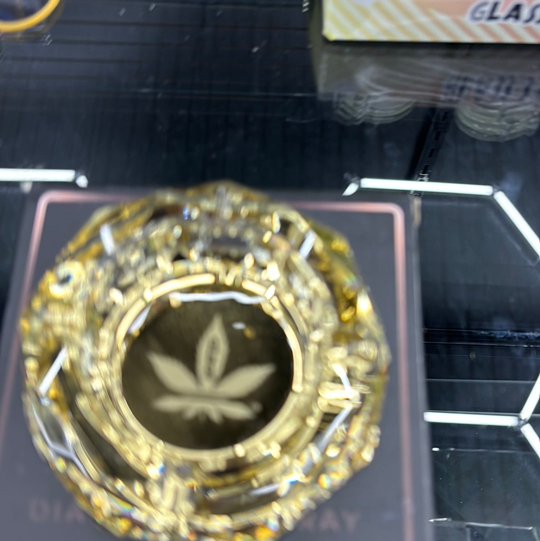Aleaf gold glass ashtray
