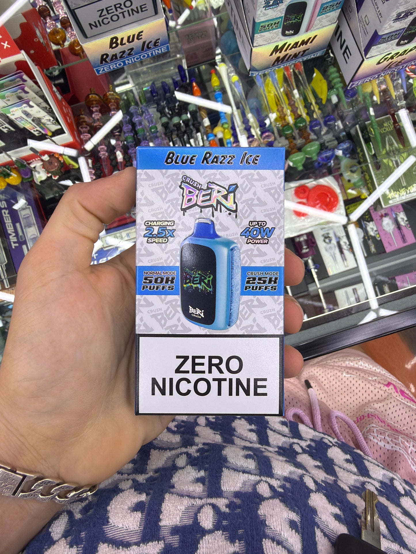 Crush Beri Zero Nicotine 50k Puffs Blue Raz Ice