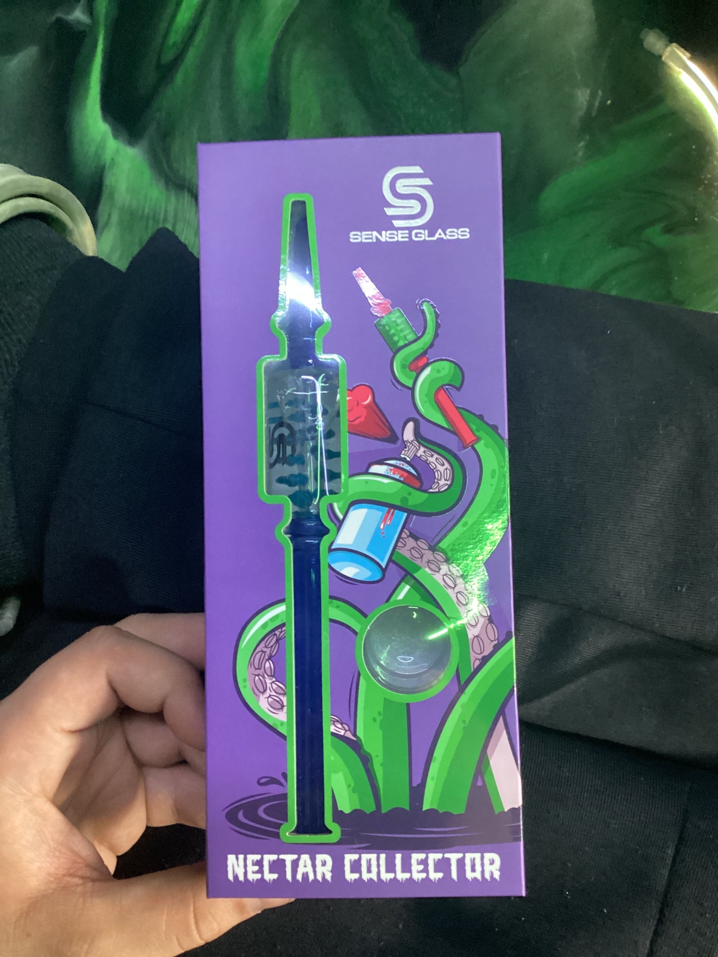 Sense glass nectar collector blue w glycerin