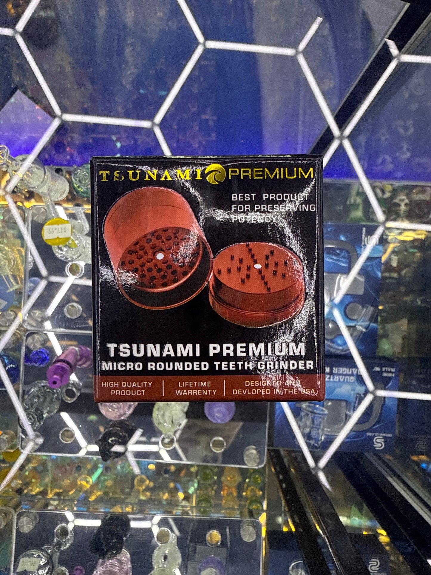 Tsunami premium micro rounded teeth grinder 63MM Red