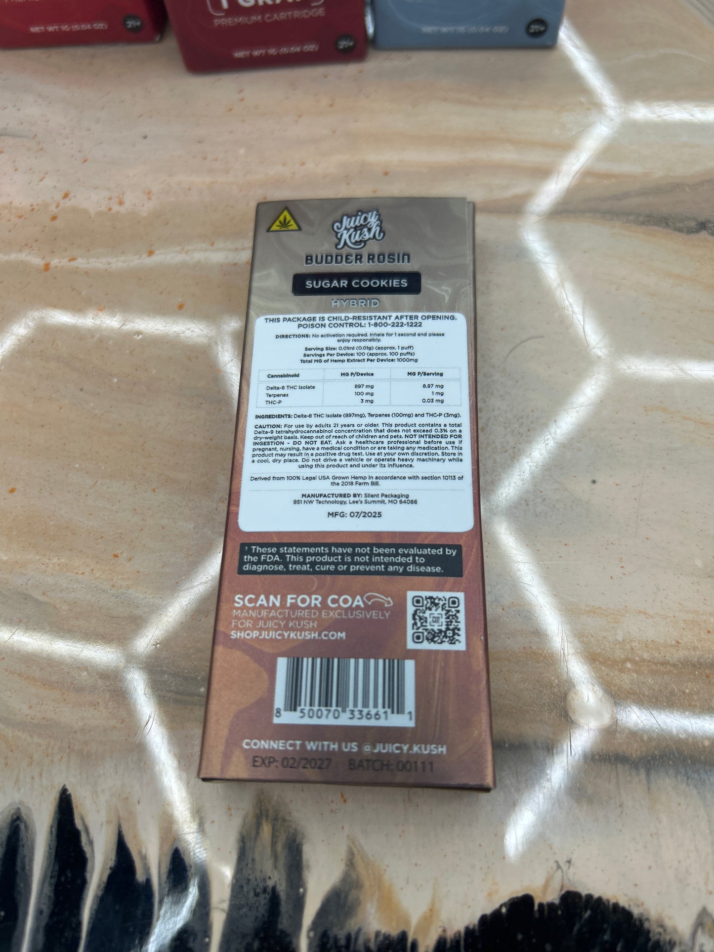 Juicy kush budder rosin 1g vape sugar cookies hybrid