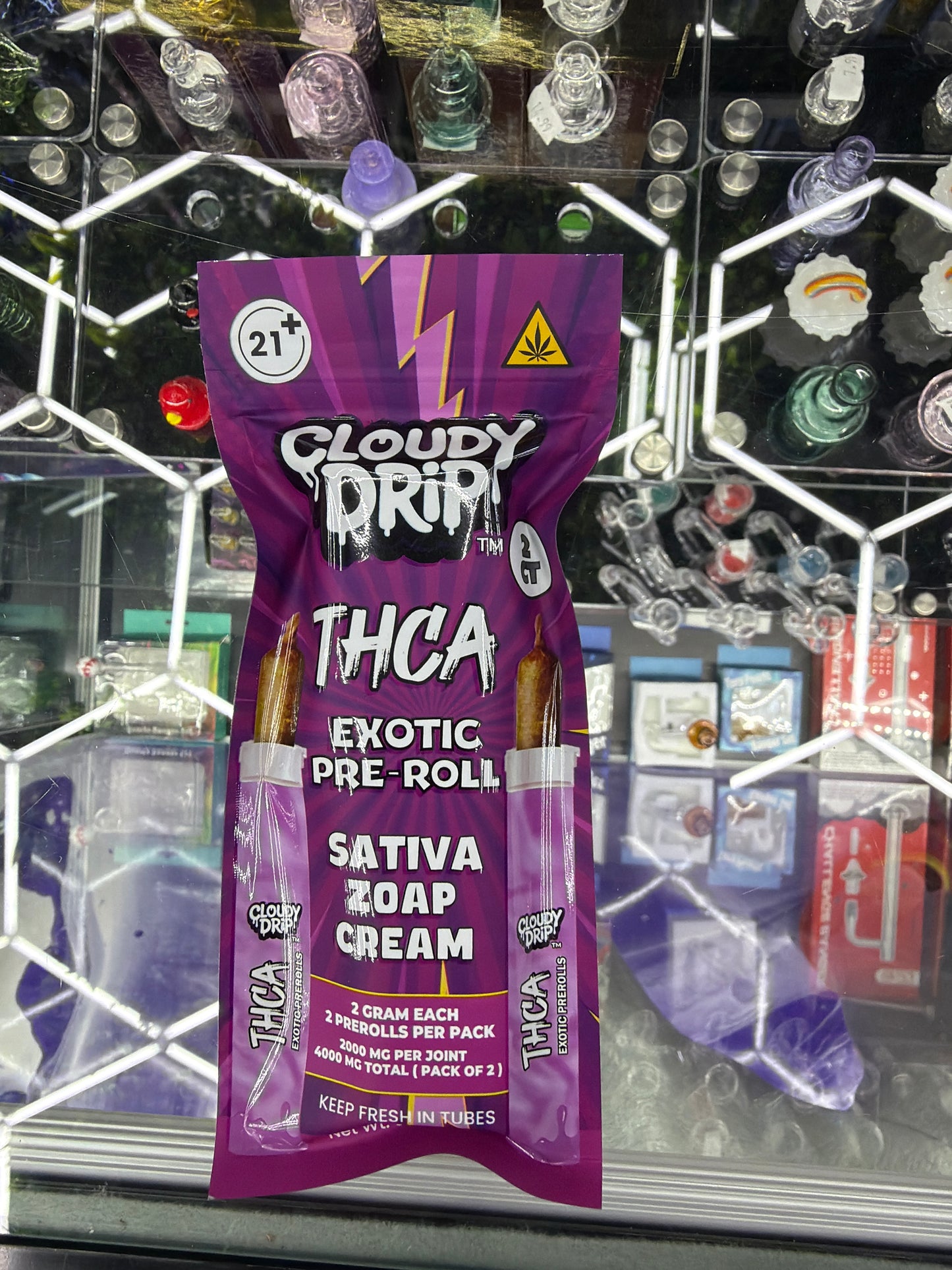 Cloudy Drip Exotic Thca preroll 2ct sativa Zoap Cream