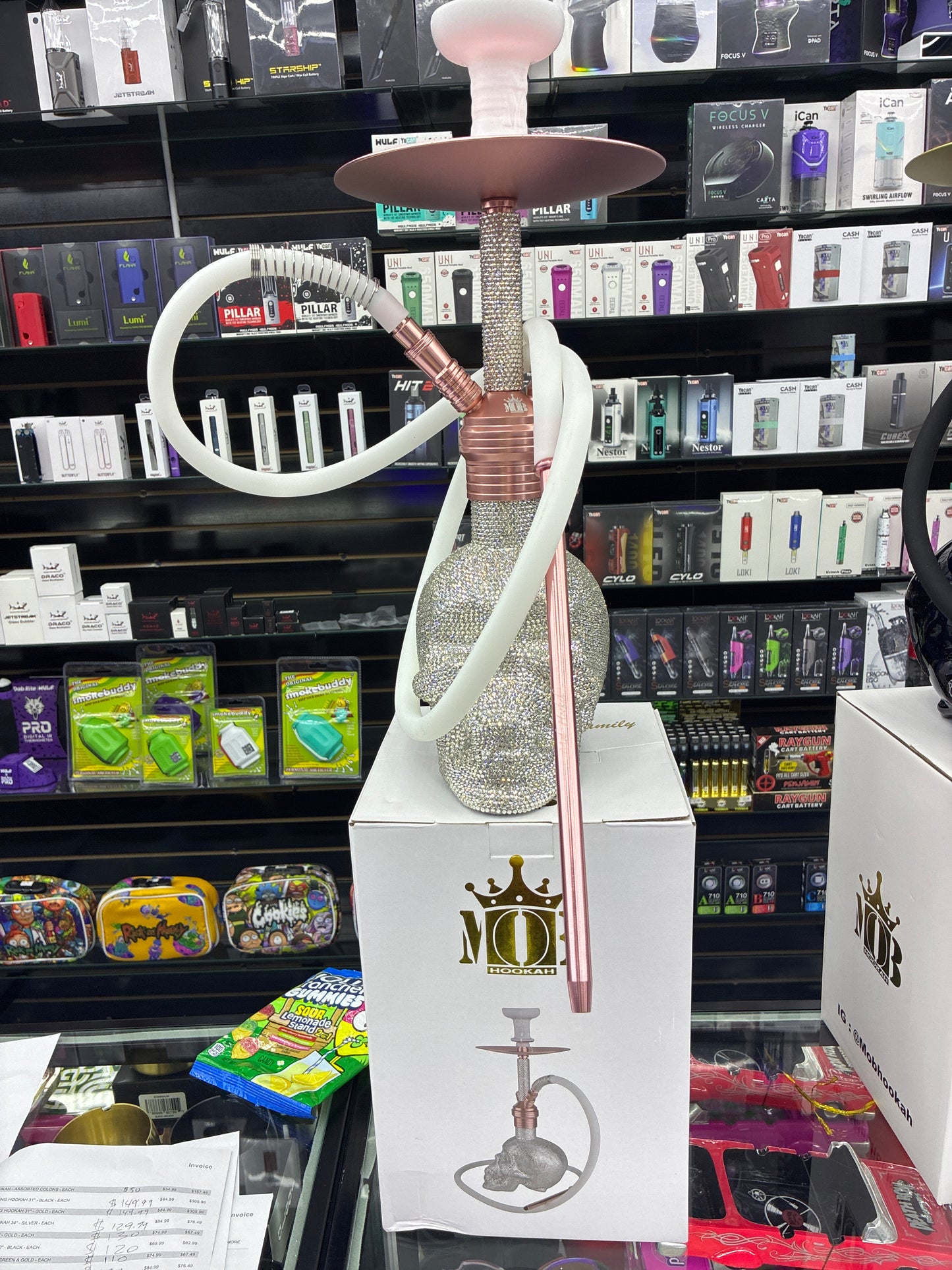 Mob skull Swarovski hookah 19’ rose