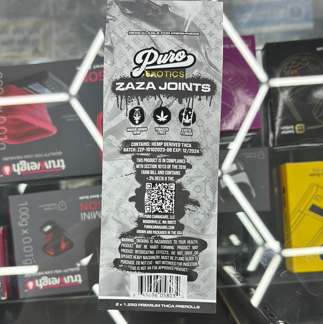 Puro exotics Zaza joints white rainbow 2.5G pre-rolls sativa