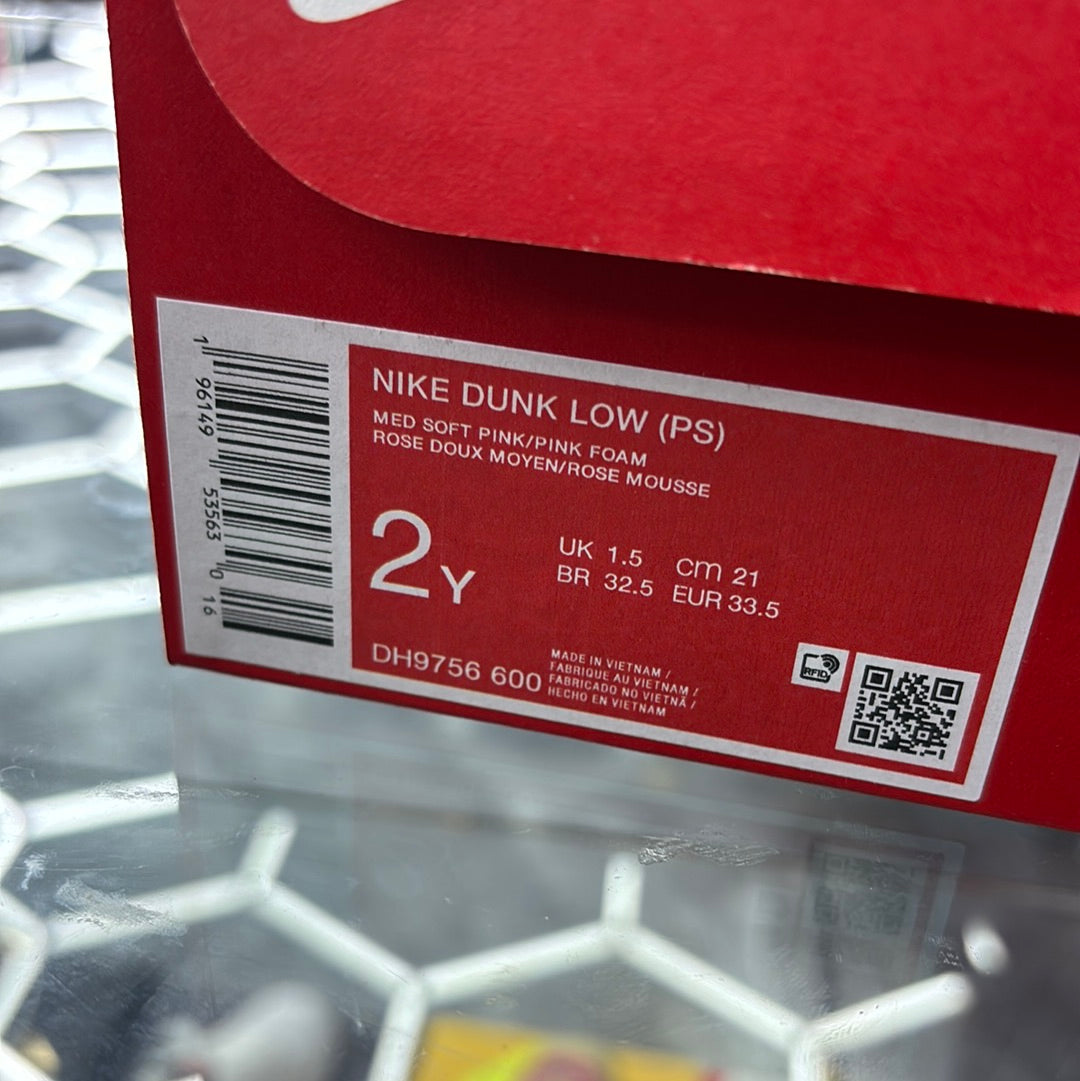 Nike dunk, low med, soft pink/pink foam