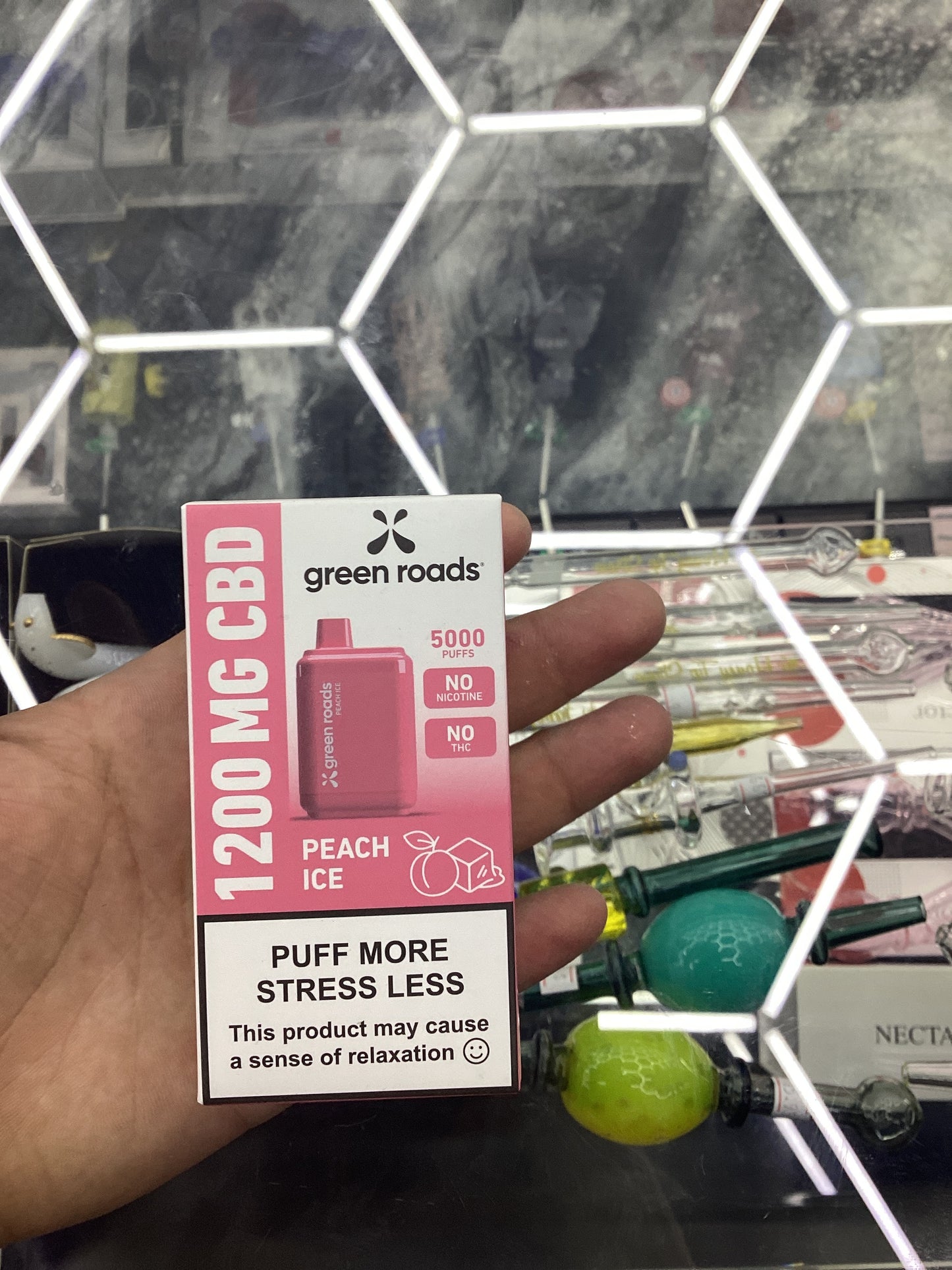 Green roads, 1200 MGCBD peach ice vape