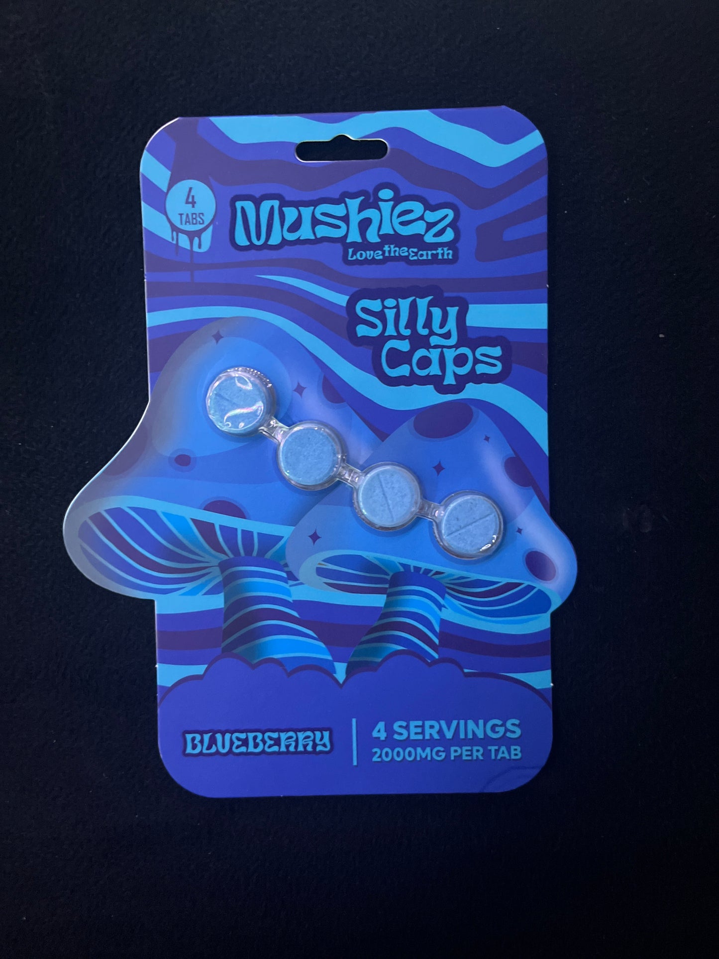 Mushies love the earth silly caps 2000mg per tablet 4pck blueberry