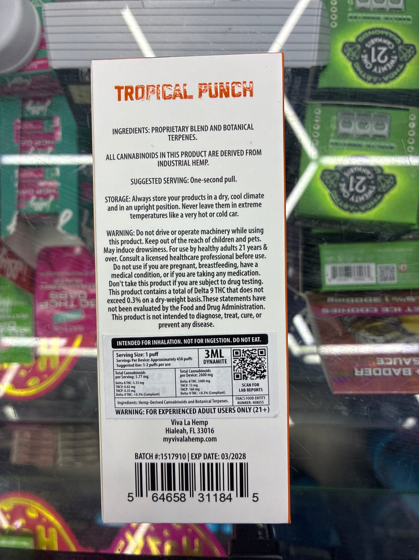 Viva la hemp dynamite blend cb9+thcp+d8 3ml sativa tropical punch