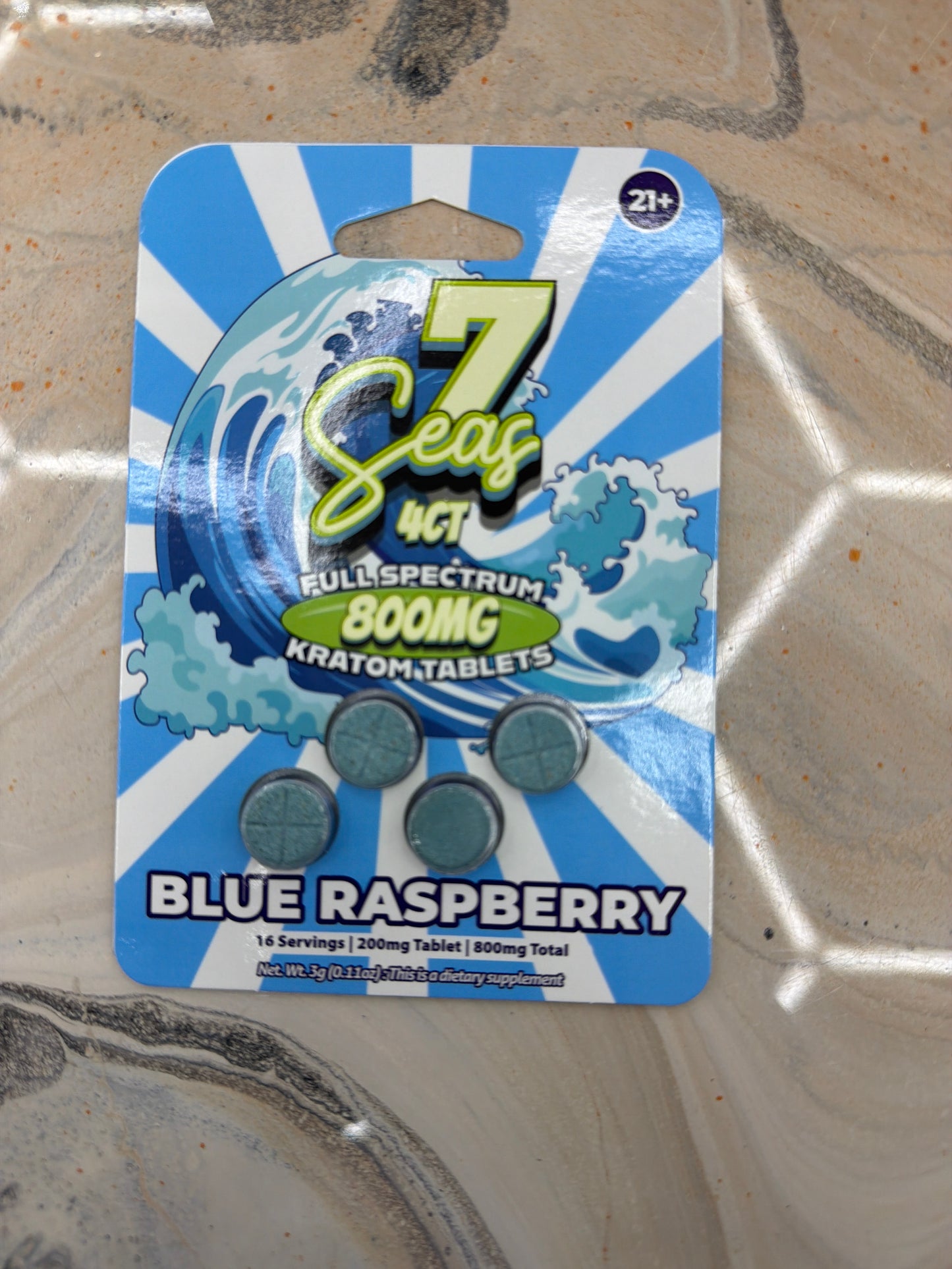 7 seas 4ct full spectrum 800mg kratom tablets blue raspberry