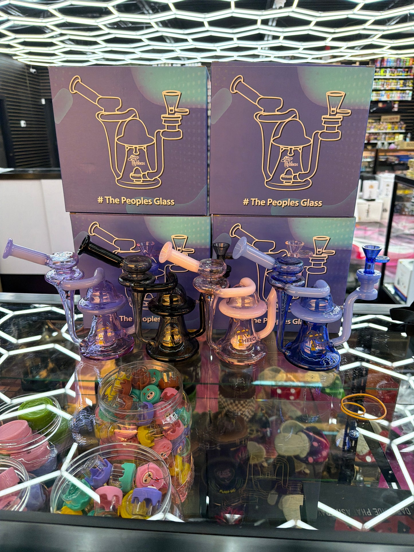 CHEECH GLASS - MERRY GO ROUND DAB RIG WATER PIPE Pink