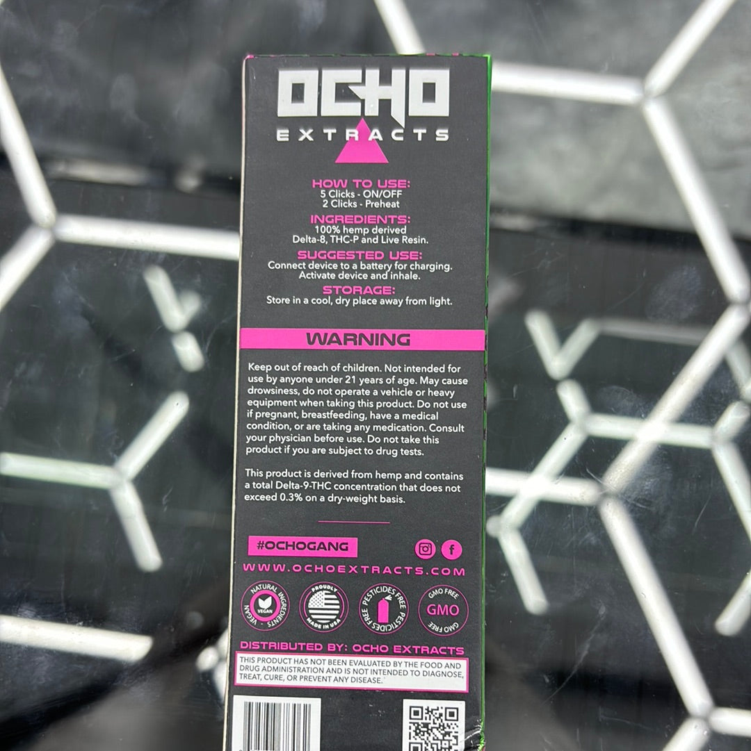 Ocho extractions watermelon, OG, live resin 3G Indica