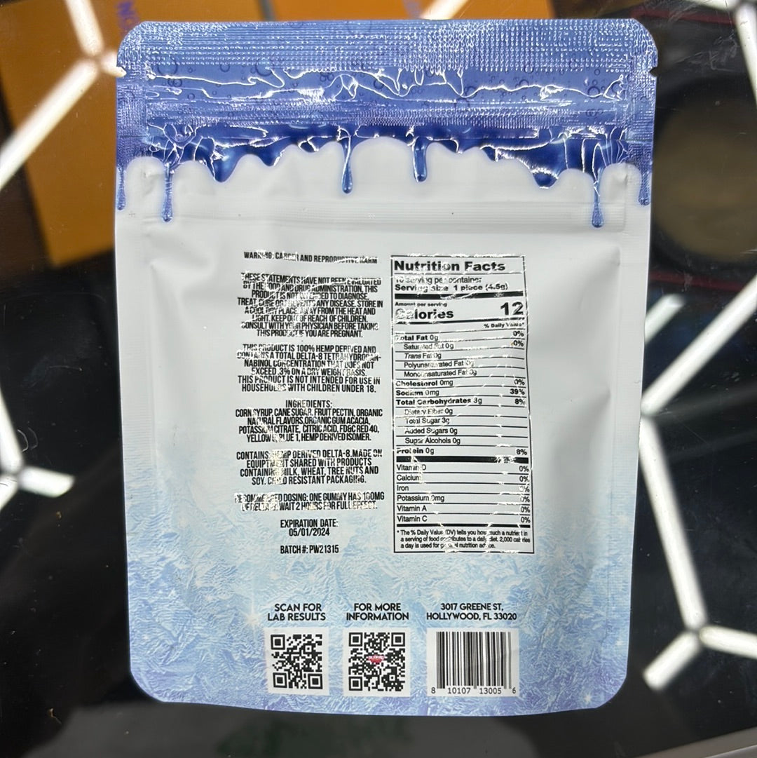 Backwoods sour blue slush, gummy‘s THCO infused