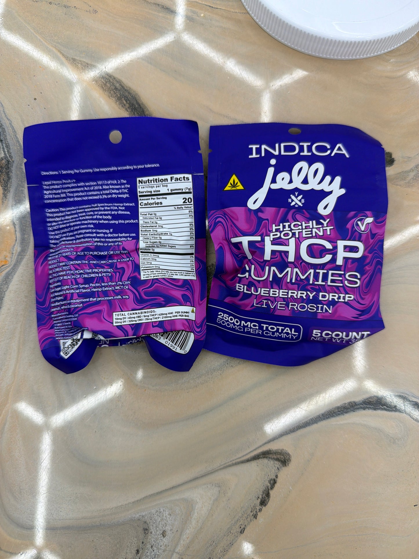 NYB Jelly thcp live rosin gummies 5ct blueberry drip indica