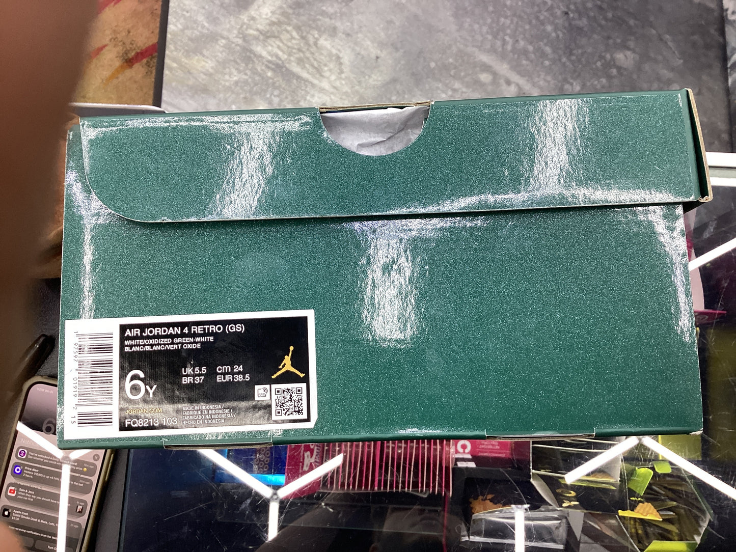 Air Jordan 4 white/oxidized green-white (gs) size 6y