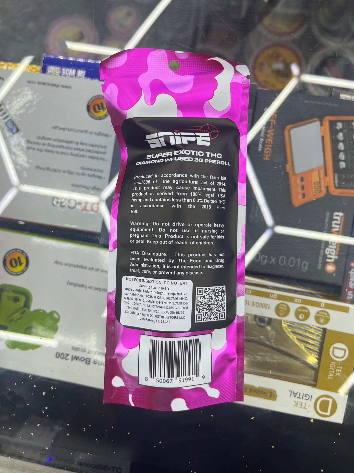 Snipe 2g thcp super exotic diamond preroll glitter bomb hybrid