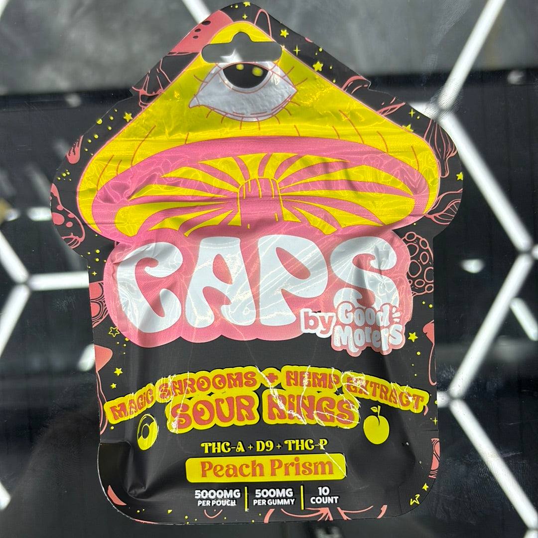 Caps, magical mushrooms, peach, prism, 5000 mg
