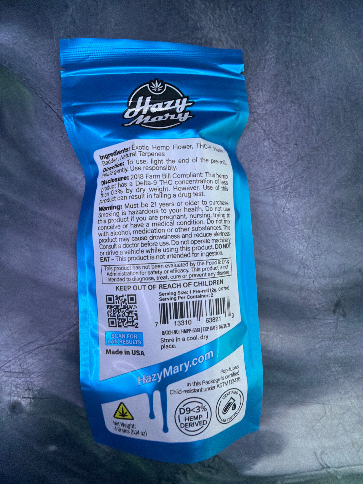 HAZY MARY THCP 2G DONUT PRE-ROLL Blue Dream